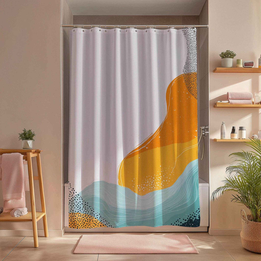 Abstract Boho Shower Curtain - Vibrant Bathroom Decor, Modern Design, Bohemian Style, Unique Gift Idea, Home Essentials, Colorful Bath [...]