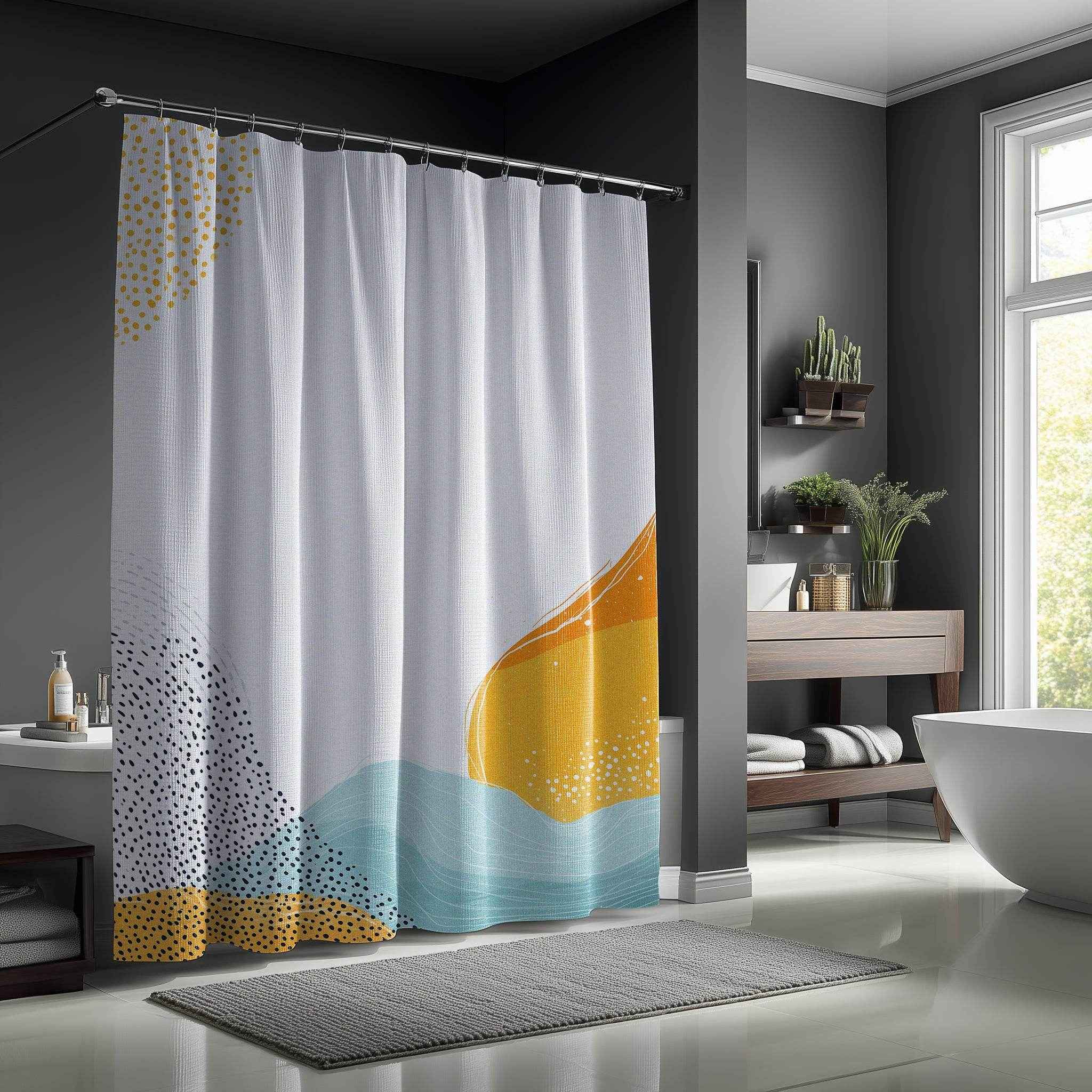 Abstract Boho Shower Curtain - Vibrant Bathroom Decor, Modern Design, Bohemian Style, Unique Gift Idea, Home Essentials, Colorful Bath [...]