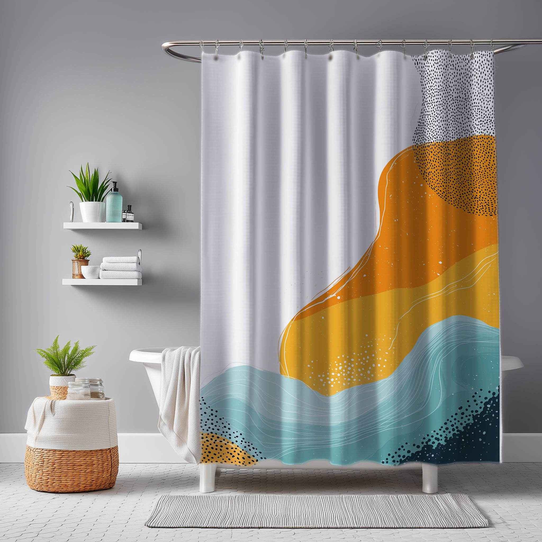 Abstract Boho Shower Curtain - Vibrant Bathroom Decor, Modern Design, Bohemian Style, Unique Gift Idea, Home Essentials, Colorful Bath [...]
