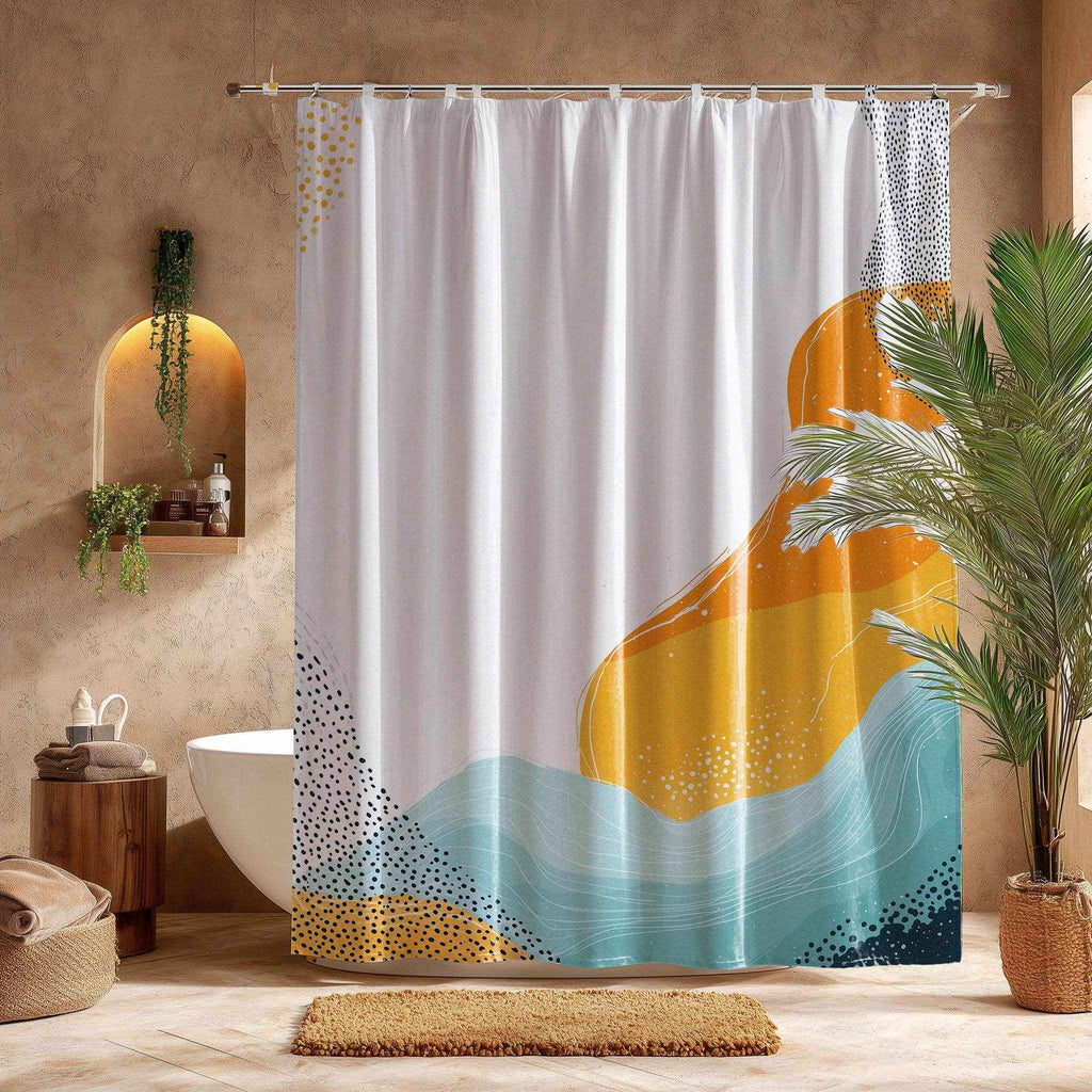 Abstract Boho Shower Curtain - Vibrant Bathroom Decor, Modern Design, Bohemian Style, Unique Gift Idea, Home Essentials, Colorful Bath [...]