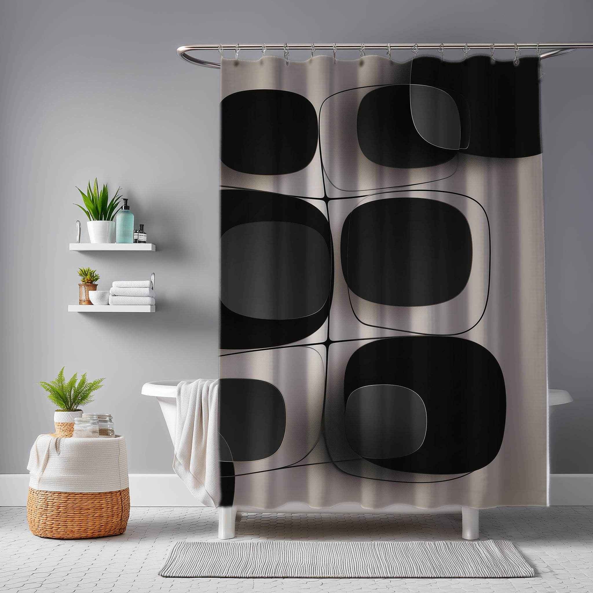 Modern Minimalist Shower Curtain, Chic Bathroom Decor, Boho Shower Curtain, Unique Home Accessory, Geometric Patterns