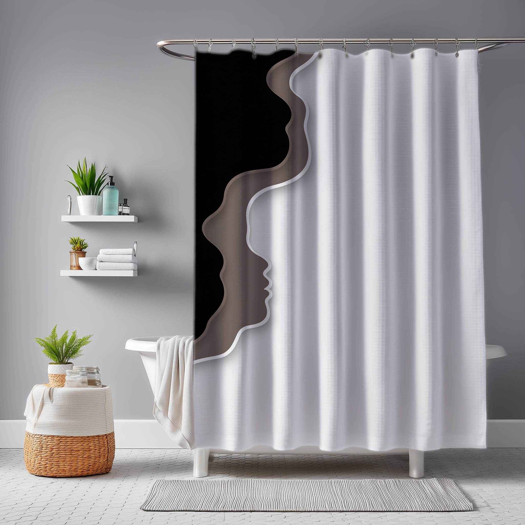 Elegant Dual-Tone Shower Curtain, Modern Bathroom Decor, Minimalist Home Accessory, Gift for Housewarming, Unique Bathroom Design