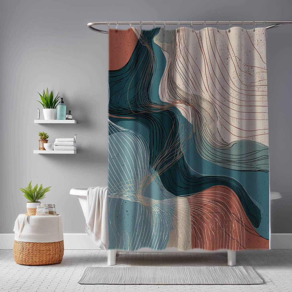 Modern Abstract Shower Curtain, Boho Bathroom Decor, Art Print Curtain for Eco-Friendly Home, Unique Gift for New Homeowners, Stylish [...]