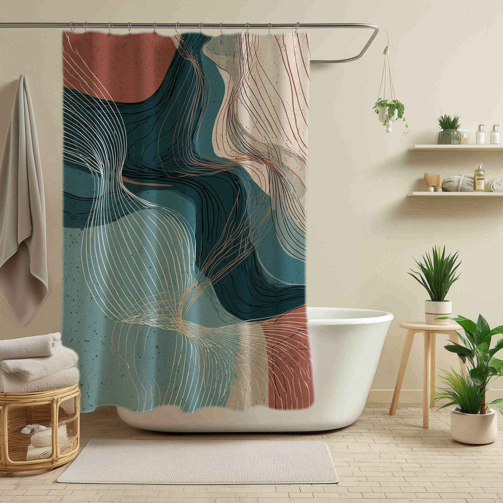 Modern Abstract Shower Curtain, Boho Bathroom Decor, Art Print Curtain for Eco-Friendly Home, Unique Gift for New Homeowners, Stylish [...]