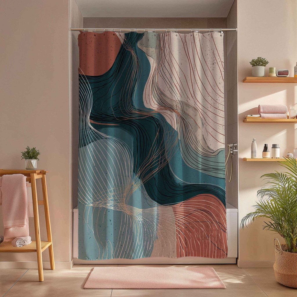 Modern Abstract Shower Curtain, Boho Bathroom Decor, Art Print Curtain for Eco-Friendly Home, Unique Gift for New Homeowners, Stylish [...]