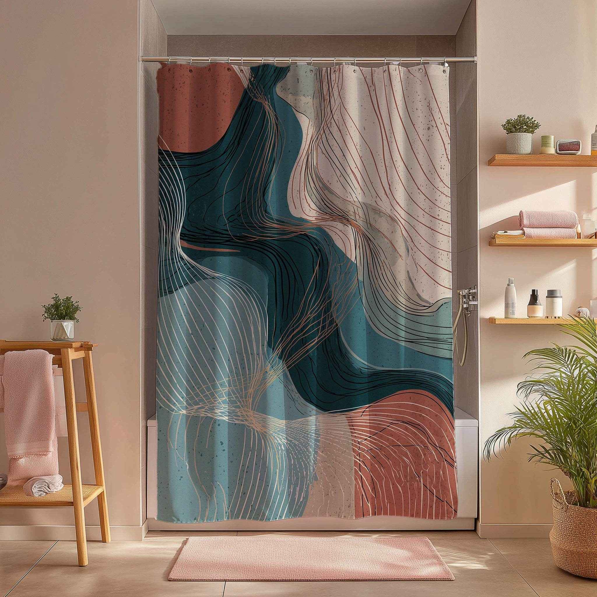 Modern Abstract Shower Curtain, Boho Bathroom Decor, Art Print Curtain for Eco-Friendly Home, Unique Gift for New Homeowners, Stylish [...]