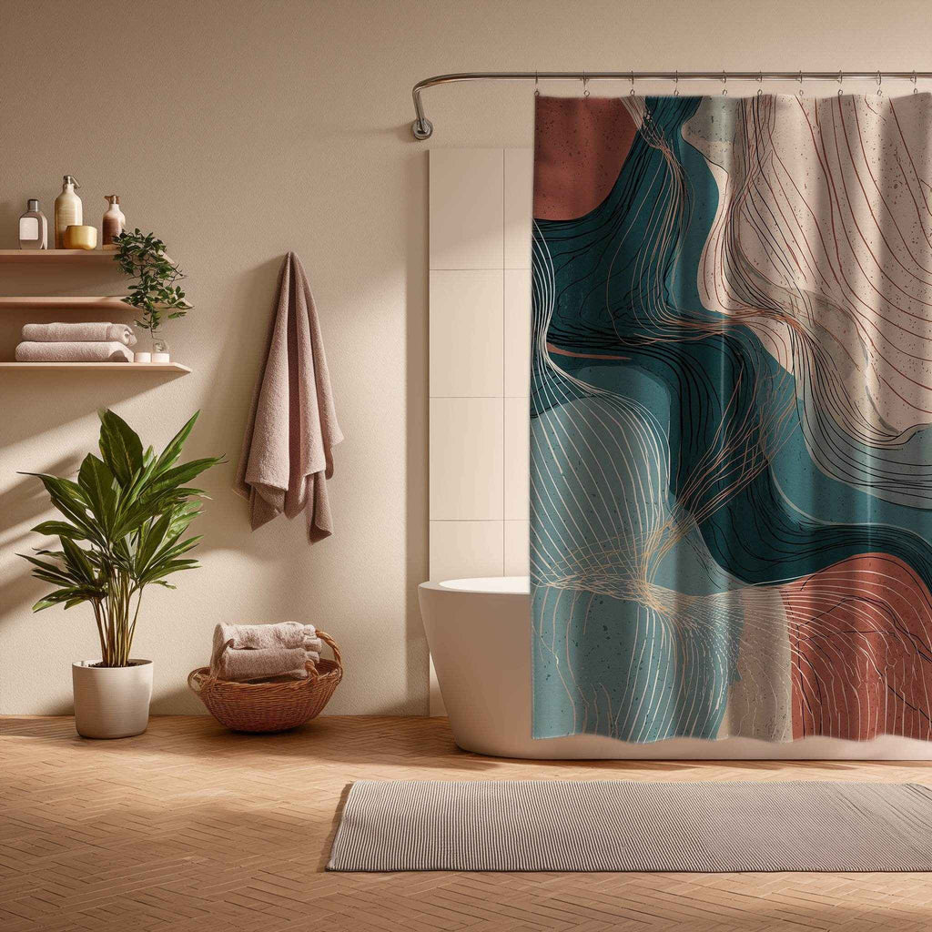 Modern Abstract Shower Curtain, Boho Bathroom Decor, Art Print Curtain for Eco-Friendly Home, Unique Gift for New Homeowners, Stylish [...]
