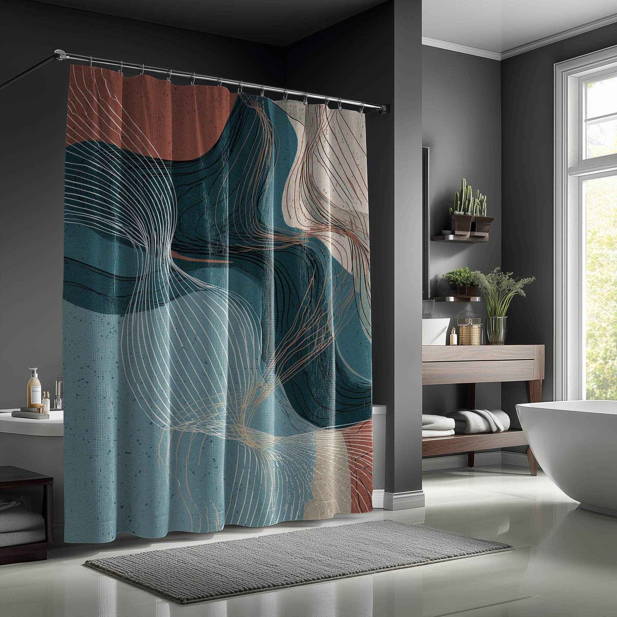 Modern Abstract Shower Curtain, Boho Bathroom Decor, Art Print Curtain for Eco-Friendly Home, Unique Gift for New Homeowners, Stylish [...]