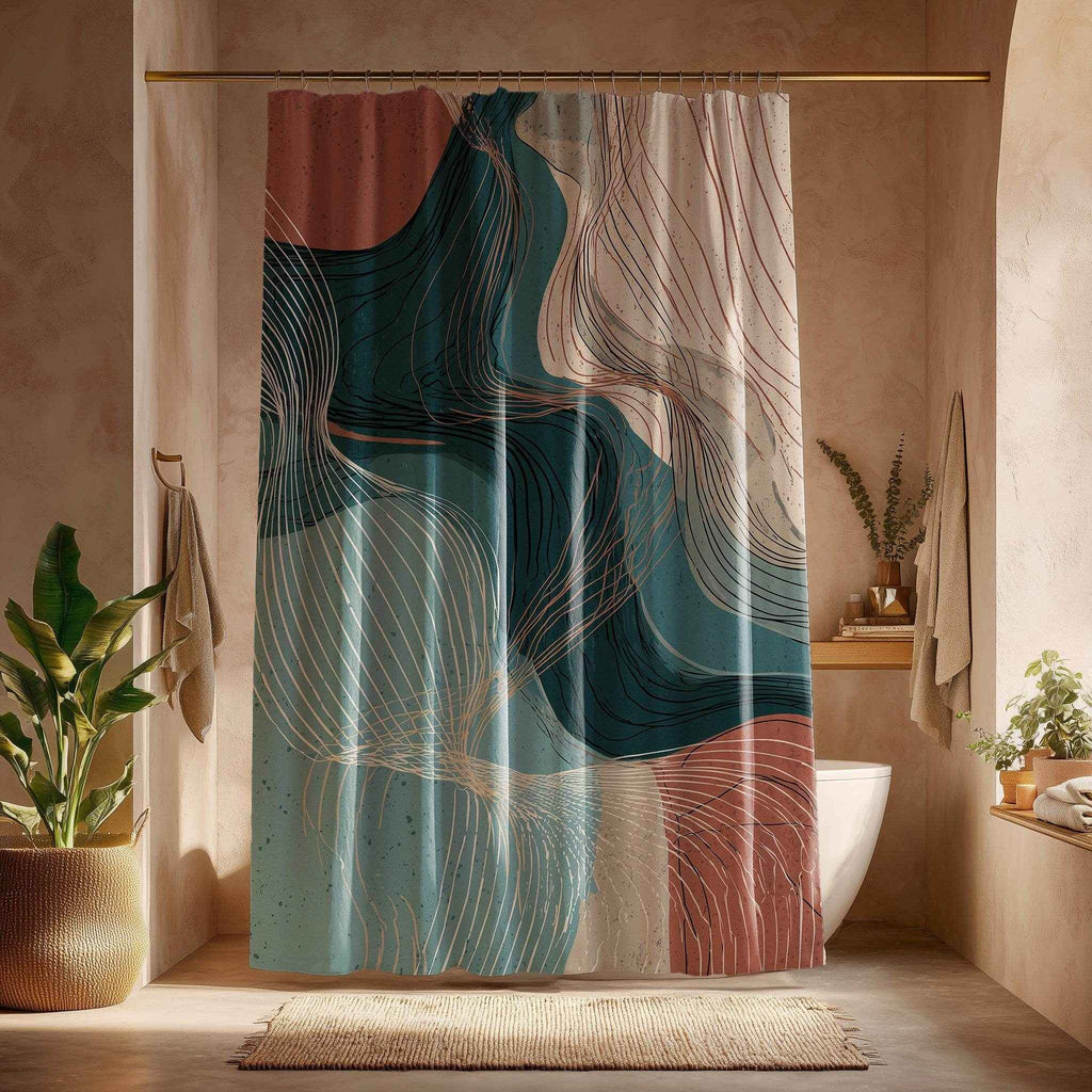 Modern Abstract Shower Curtain, Boho Bathroom Decor, Art Print Curtain for Eco-Friendly Home, Unique Gift for New Homeowners, Stylish [...]