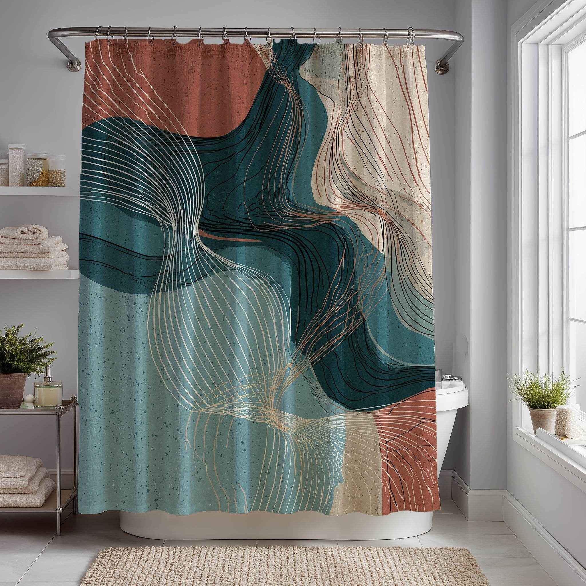 Modern Abstract Shower Curtain, Boho Bathroom Decor, Art Print Curtain for Eco-Friendly Home, Unique Gift for New Homeowners, Stylish [...]