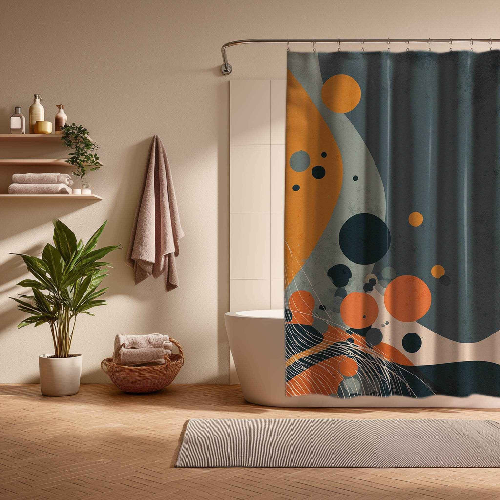 Abstract Modern Shower Curtain, Bright Geometric Design, Bathroom Decor, Gift for New Home, Colorful Art, Abstract Home Decor