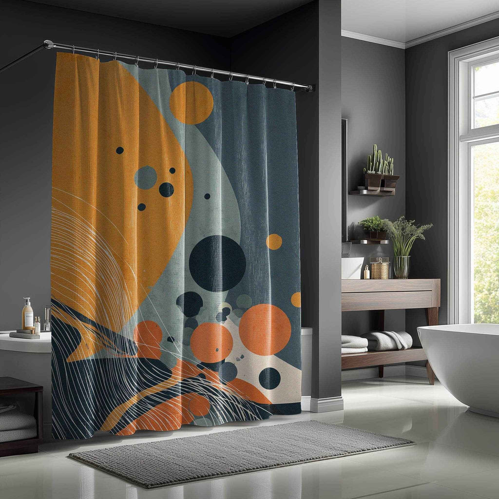 Abstract Modern Shower Curtain, Bright Geometric Design, Bathroom Decor, Gift for New Home, Colorful Art, Abstract Home Decor