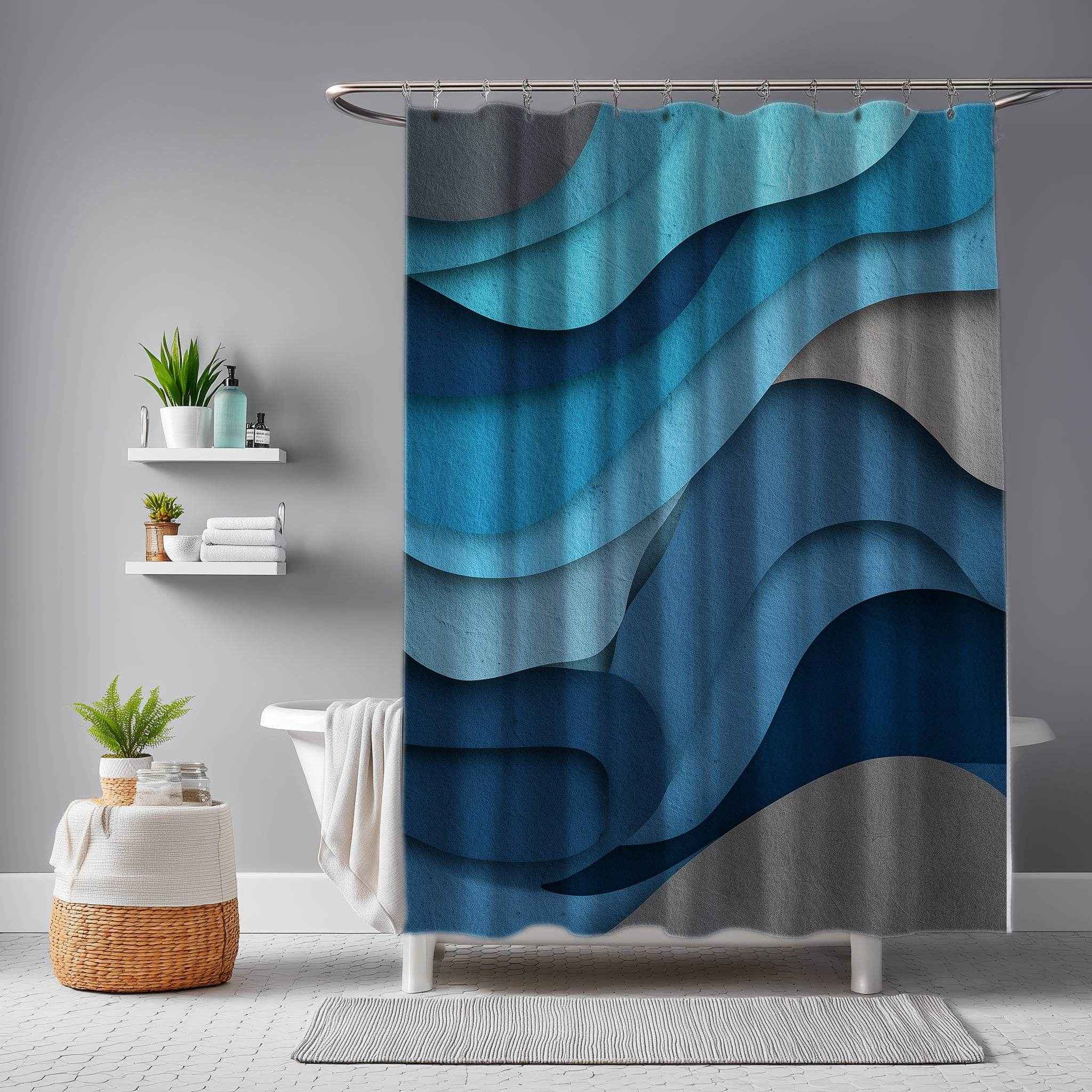 Abstract Ocean Wave Shower Curtains, Nautical Bathroom Decor, Modern Home Accents, Beach House Accessories, Gift for Ocean Lovers