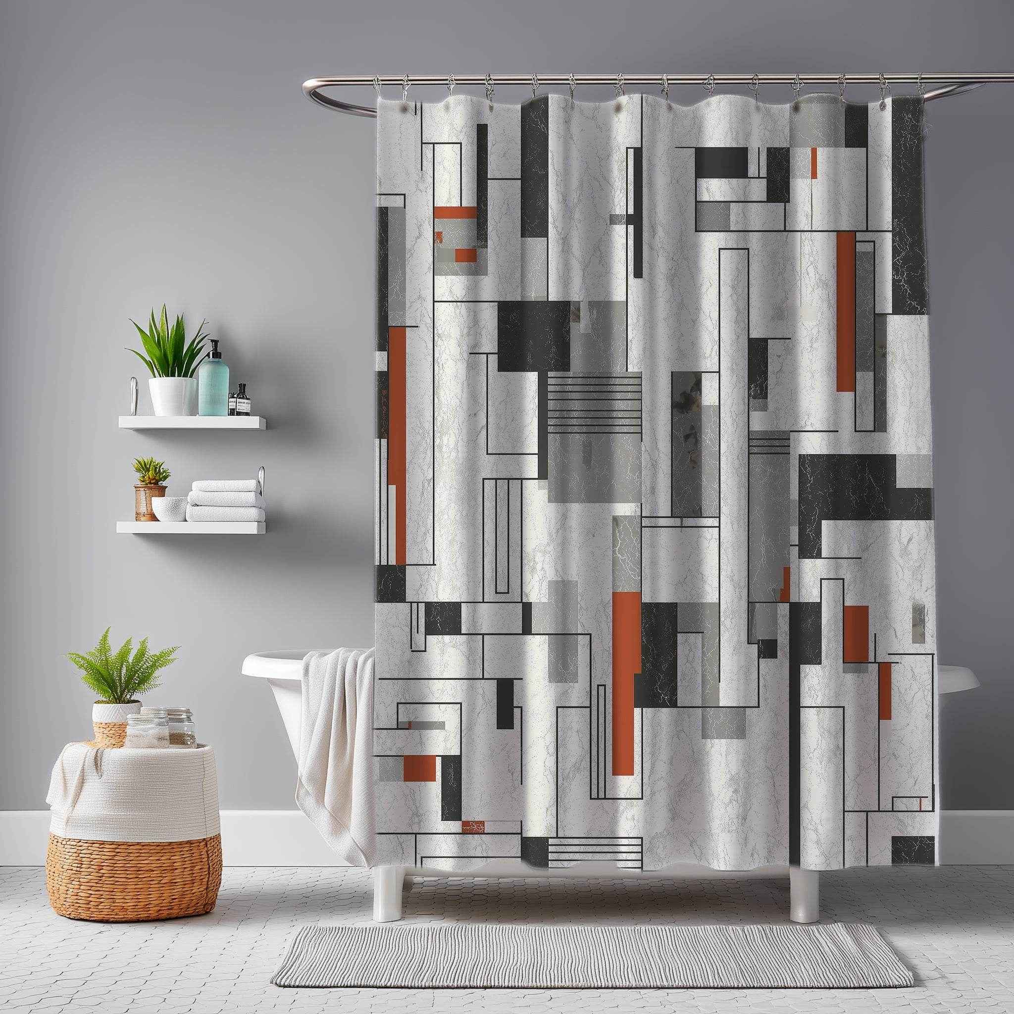 Modern Geometric Shower Curtains, Contemporary Bathroom Decor, Stylish Home Upgrade, Unique Gift for Housewarming, Trendy Bathroom Accessory