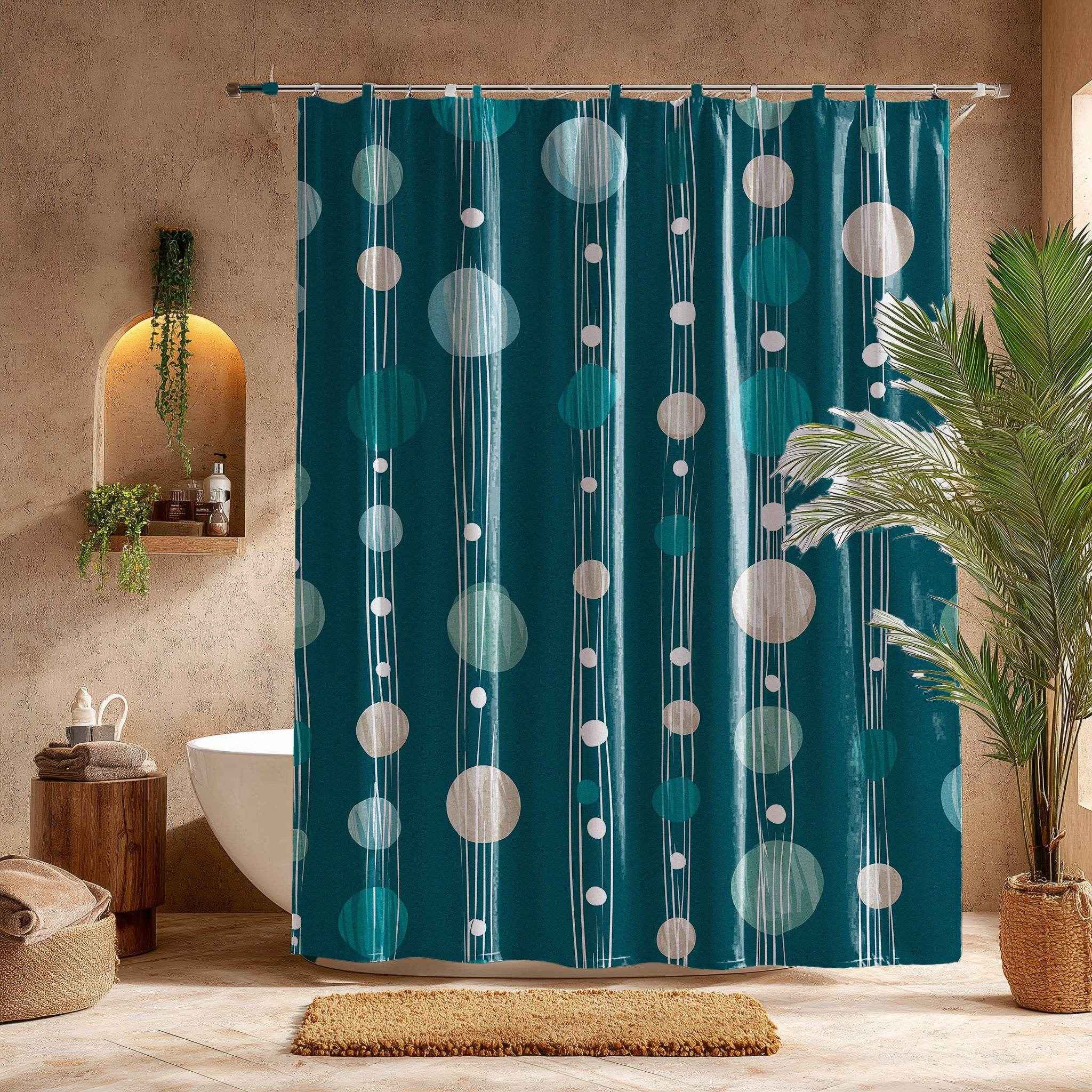Elegant Watercolor Shower Curtain, Modern Bathroom Decor, Boho Style, Nautical Vibe, Home Accessories, Gift for Her