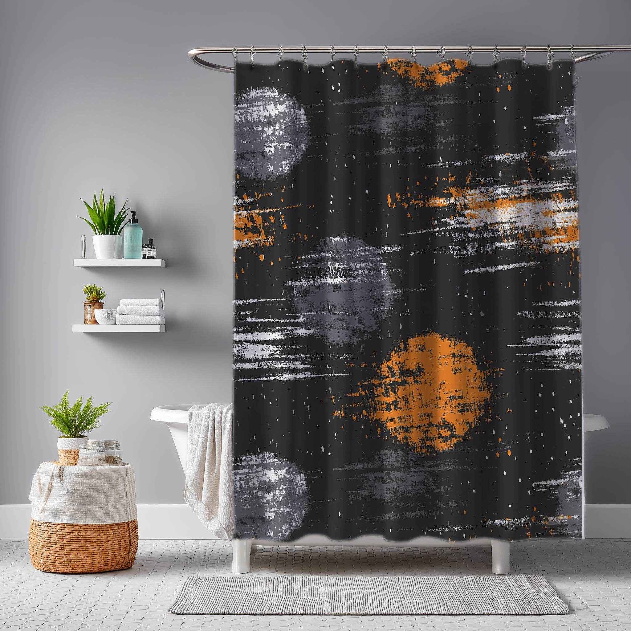 Modern Abstract Shower Curtains, Artistic Bathroom Decor, Space Theme Home Art, Unique Gift for Astronaut Lovers, Cosmic Print