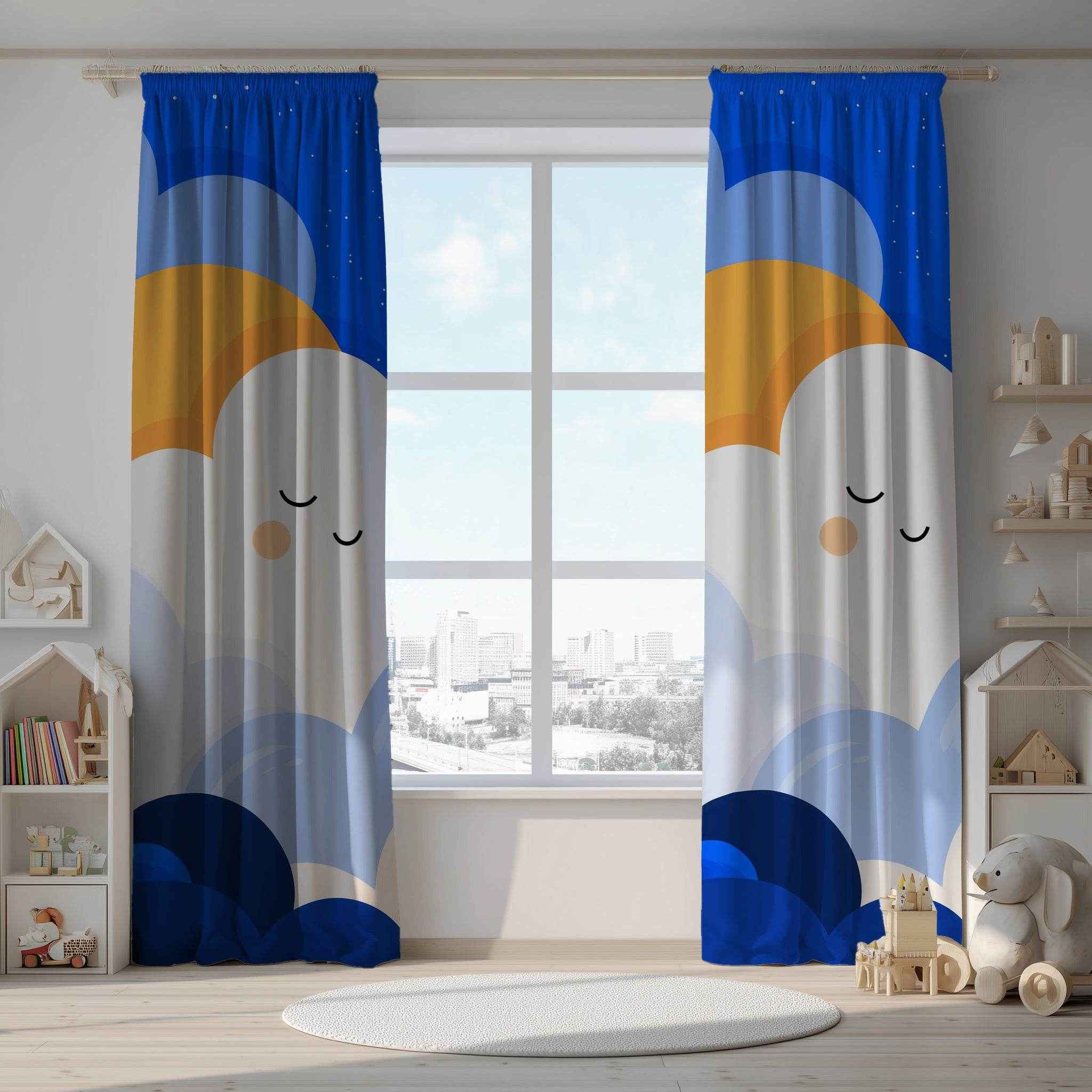 Whimsical Cloud Window Curtain, Kids Room Decor, Nursery Drapes, Playroom Curtains, Modern Home Accent
