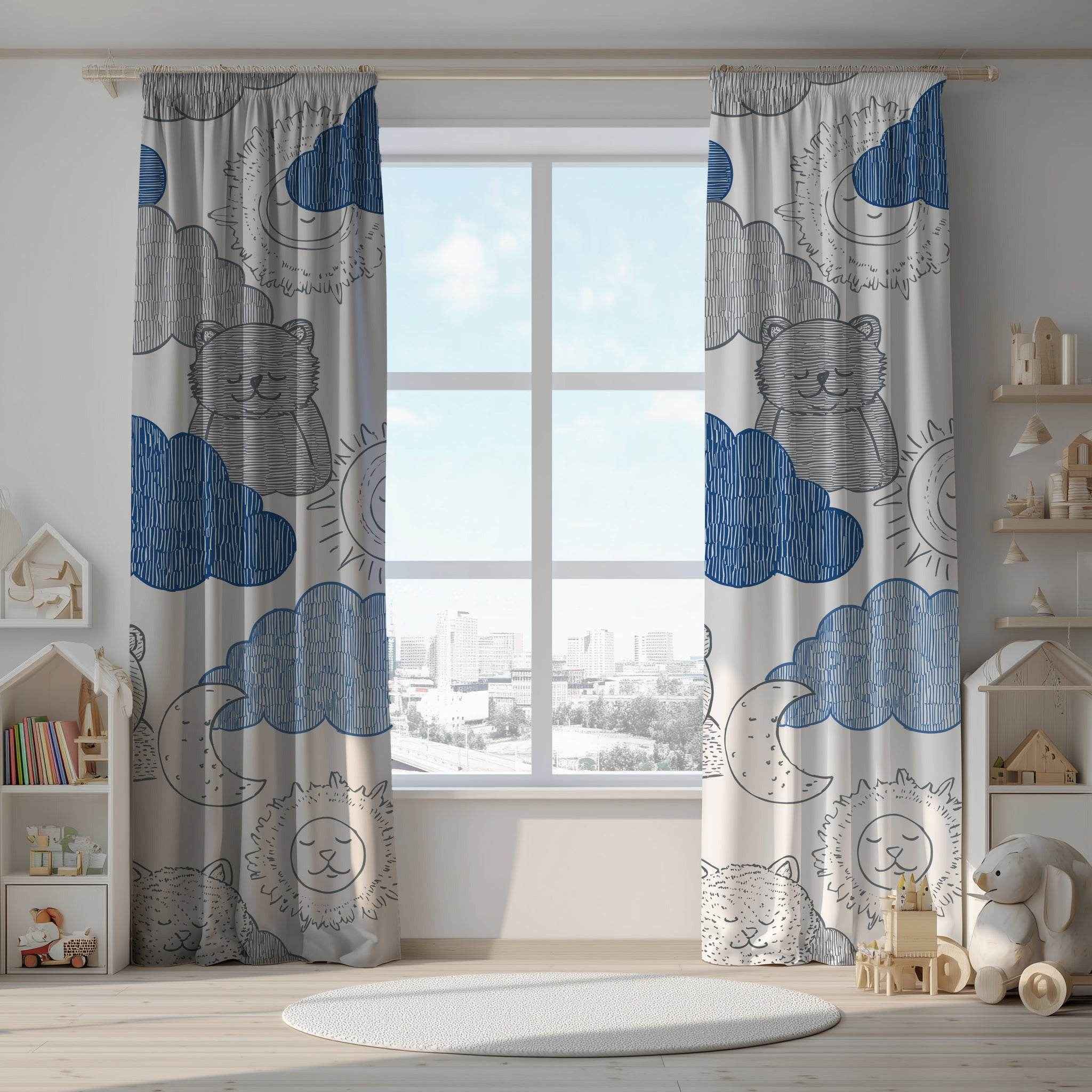 Whimsical Animal Window Curtain - Cozy, Children's Room Décor, Nursery Curtains, Nature-Themed Home Accessories, Gift for New Parents