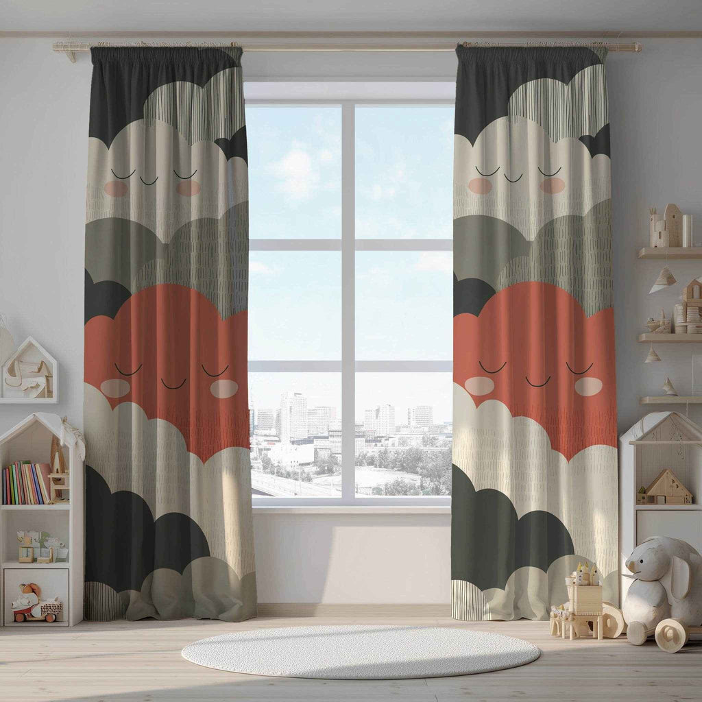 Playful Cloud Window Curtain, Kids Room Decor, Nursery Curtains, Whimsical Home Accessories, Soft Clouds Fabric Panel