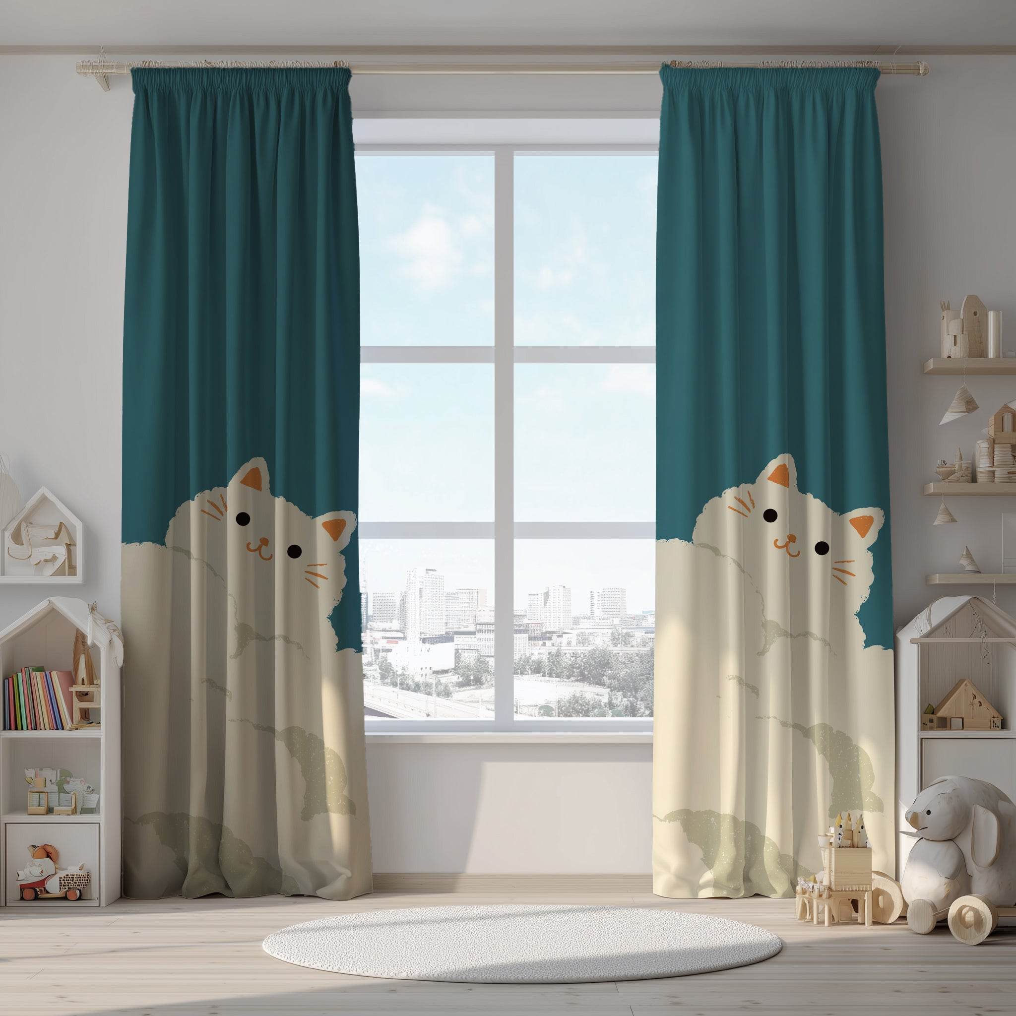 Whimsical Cat Window Curtain, Cute Home Decor, Cat Lover Gift, Nursery Drapes, Pet-Themed Curtains, Playful Room Accessory - Home Decor -