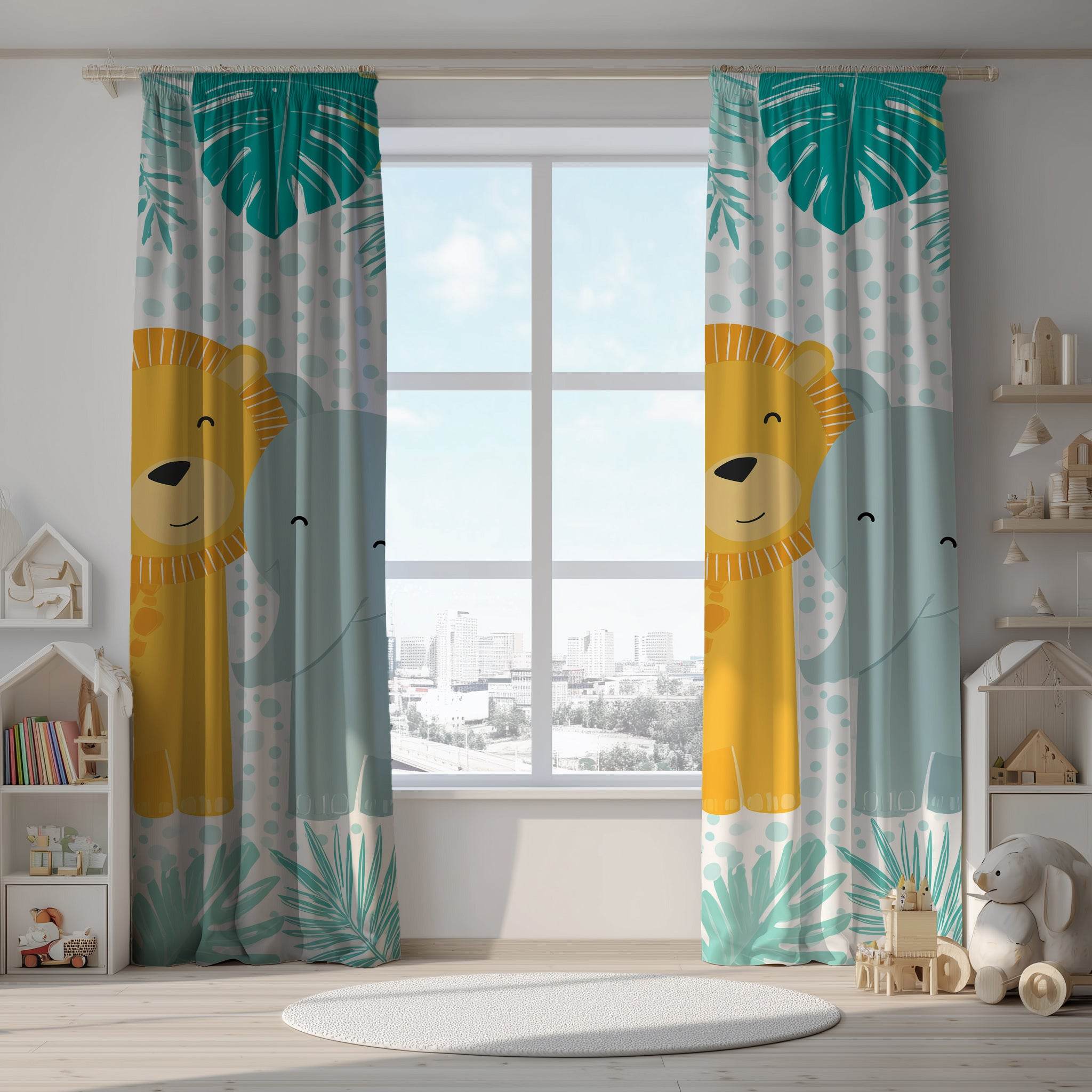 Adorable Animal Curtains, Kids Room Decor, Nursery Window Treatments, Jungle Theme, Baby Shower Gift - Home Decor -