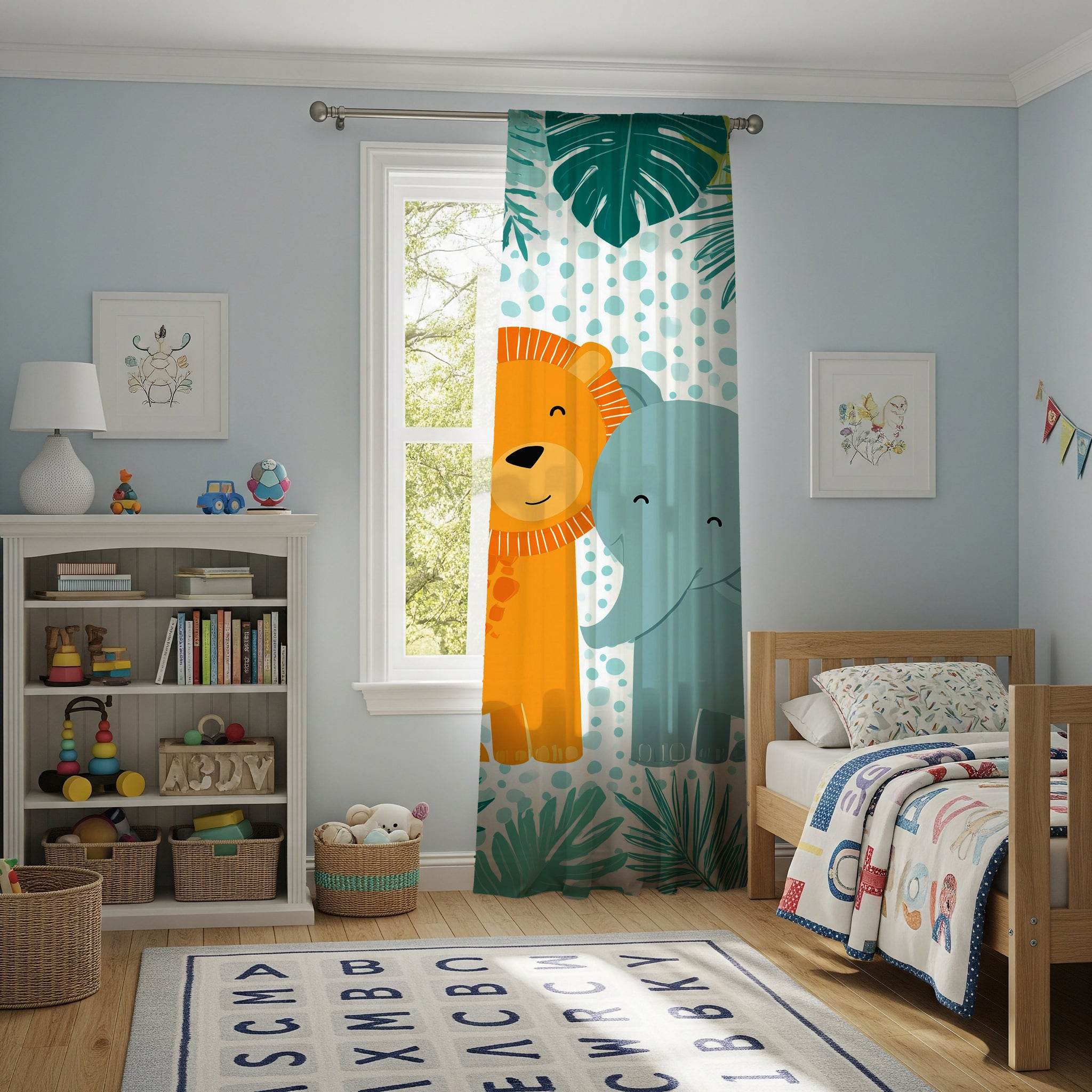 Adorable Animal Curtains, Kids Room Decor, Nursery Window Treatments, Jungle Theme, Baby Shower Gift - Home Decor -