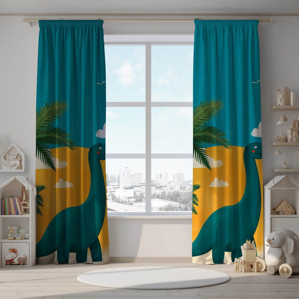 Dinosaur-Inspired Window Curtain, Kids Room Decor, Nursery Drapes, Playroom Curtains, Fun Home Accessories - Home Decor -