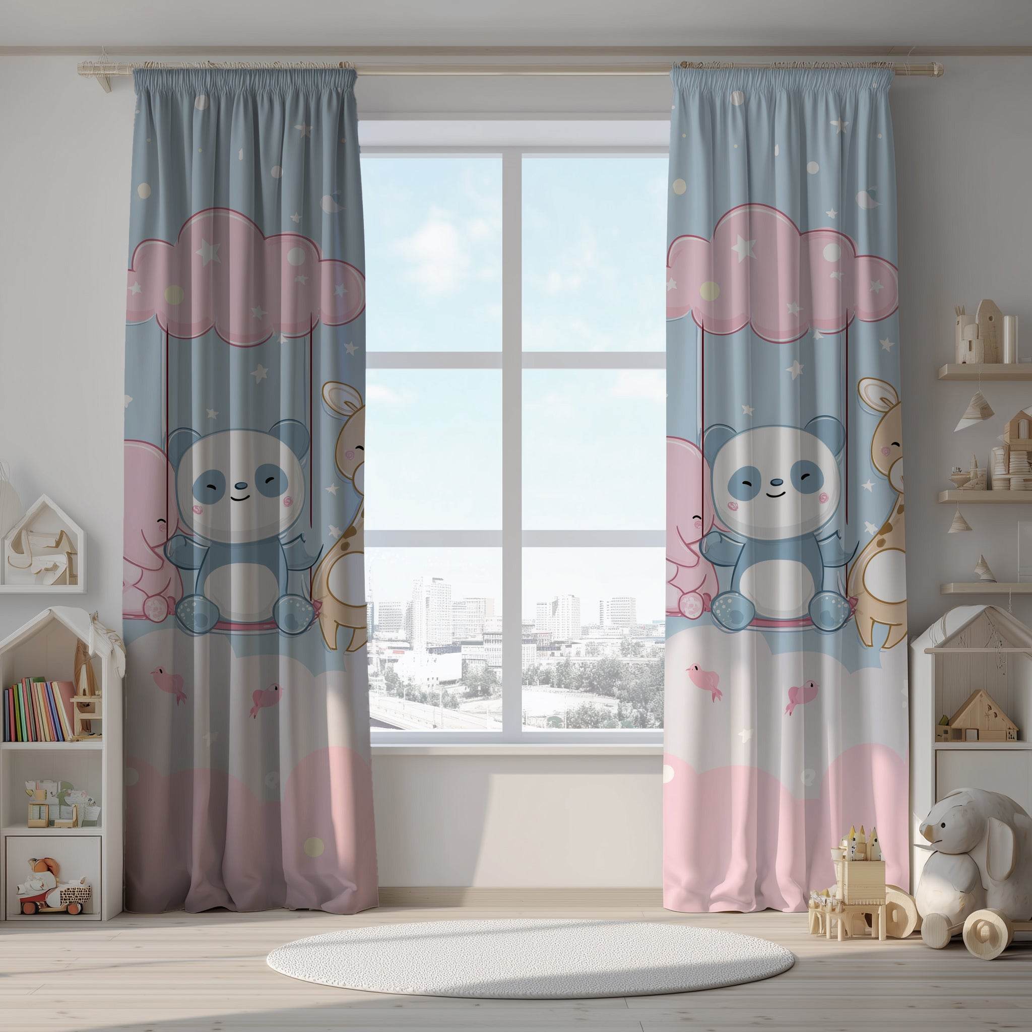 Cute Animal Nursery Window Curtain - Kids Room Decor, Playroom Drapes, Baby Shower Gift, Animal Print Curtains, Whimsical Home Accents - Home Decor -