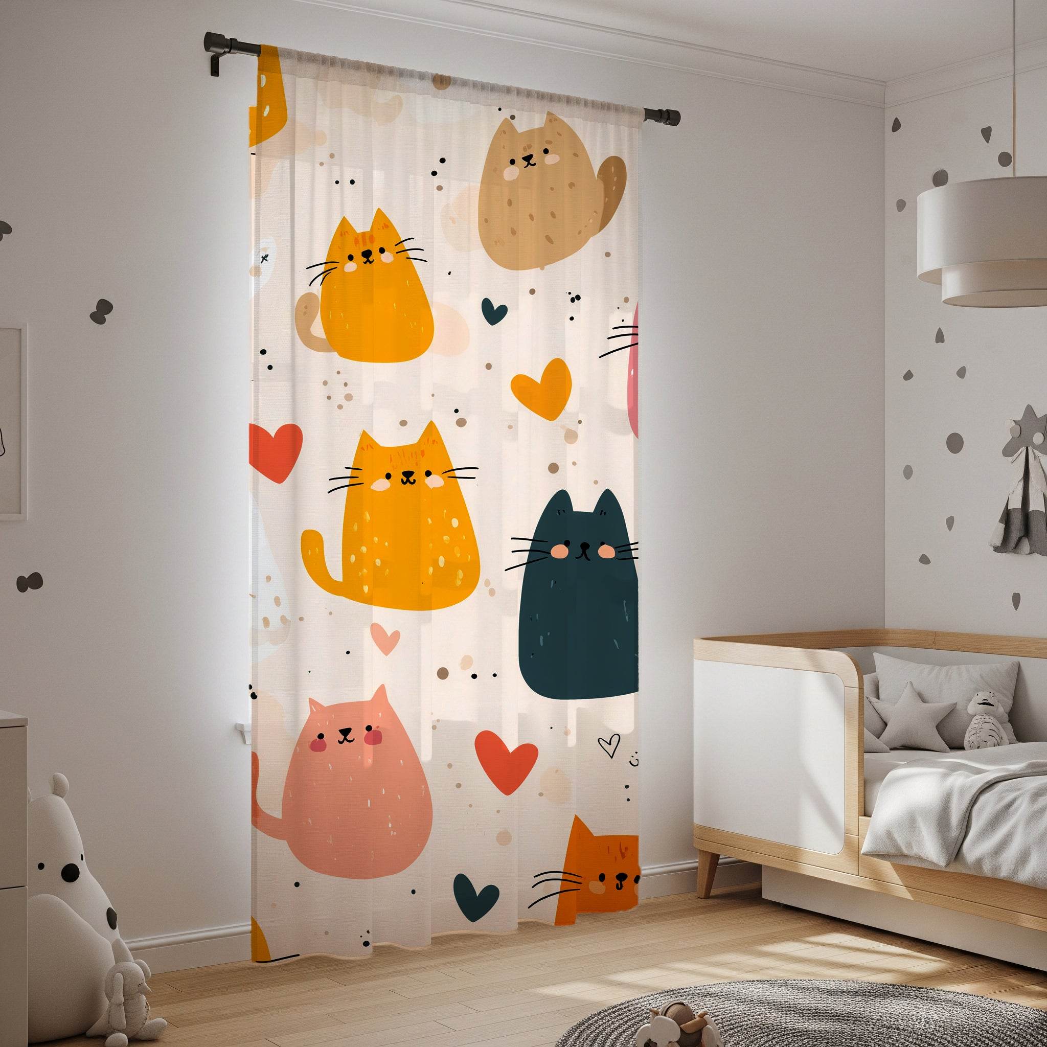 Cute Cat Window Curtain, Adorable Feline Drapes, Pet Lover Home Decor, Kitten Themed Curtains for Kids Room, Animal Print Window Treatment - Home Decor -