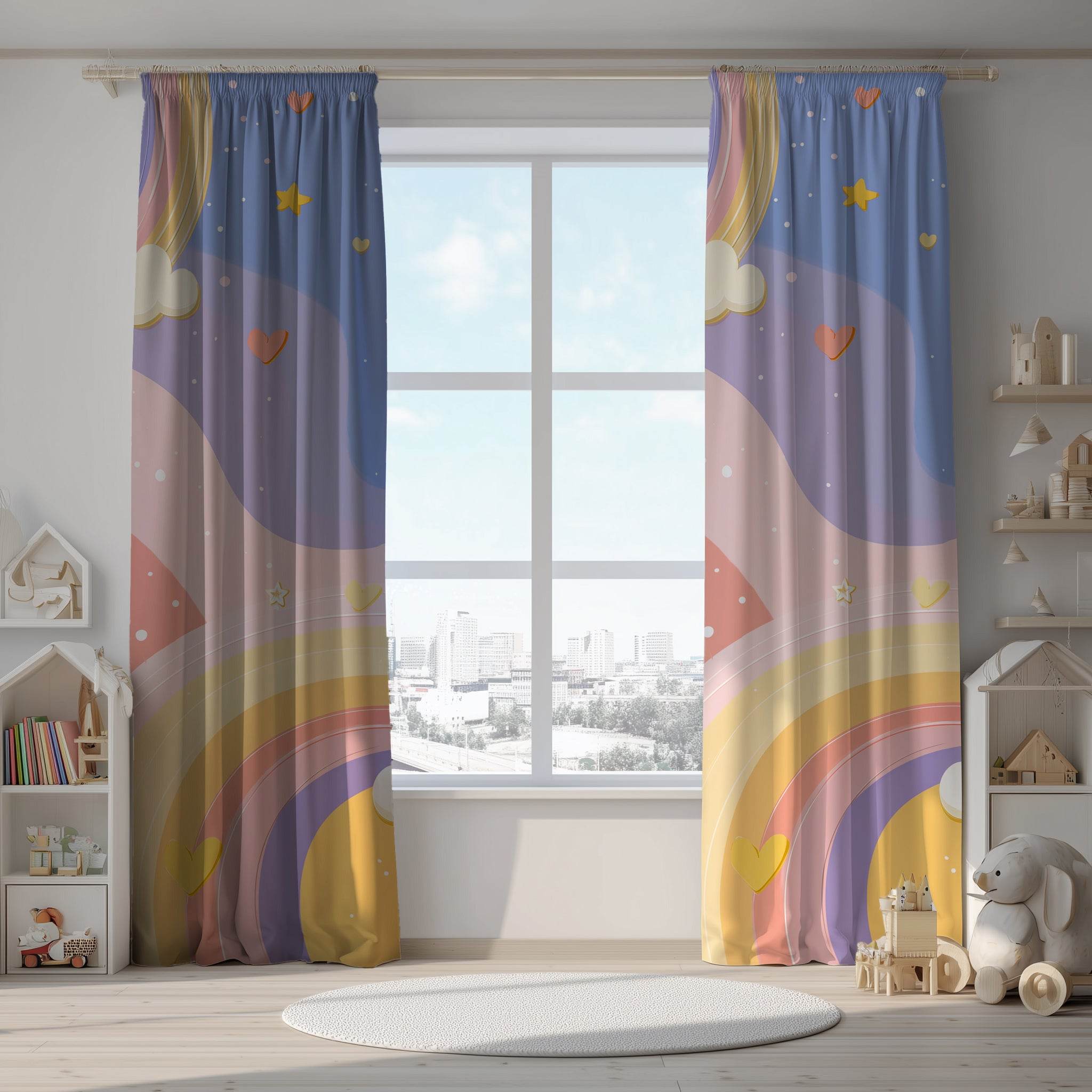 Colorful Rainbow Window Curtain, Cheerful Home Decor, Kids Room, Nursery Curtains, Living Room Window Treatment, Gift Idea - Home Decor -