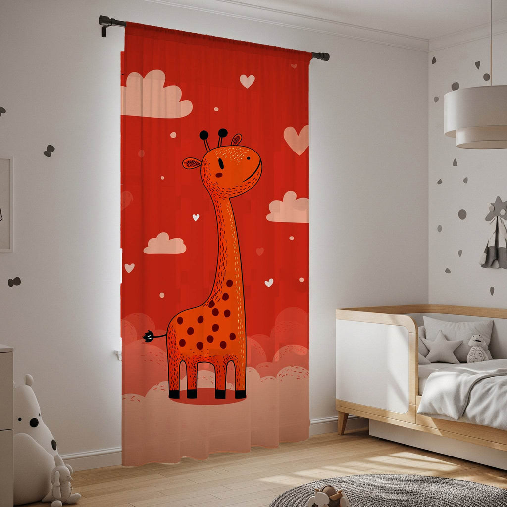 Whimsical Giraffe Window Curtain, Nursery Decor, Kids Room, Playful Home Decor, Gift for Baby Shower, Animal Theme Curtains - Home Decor -