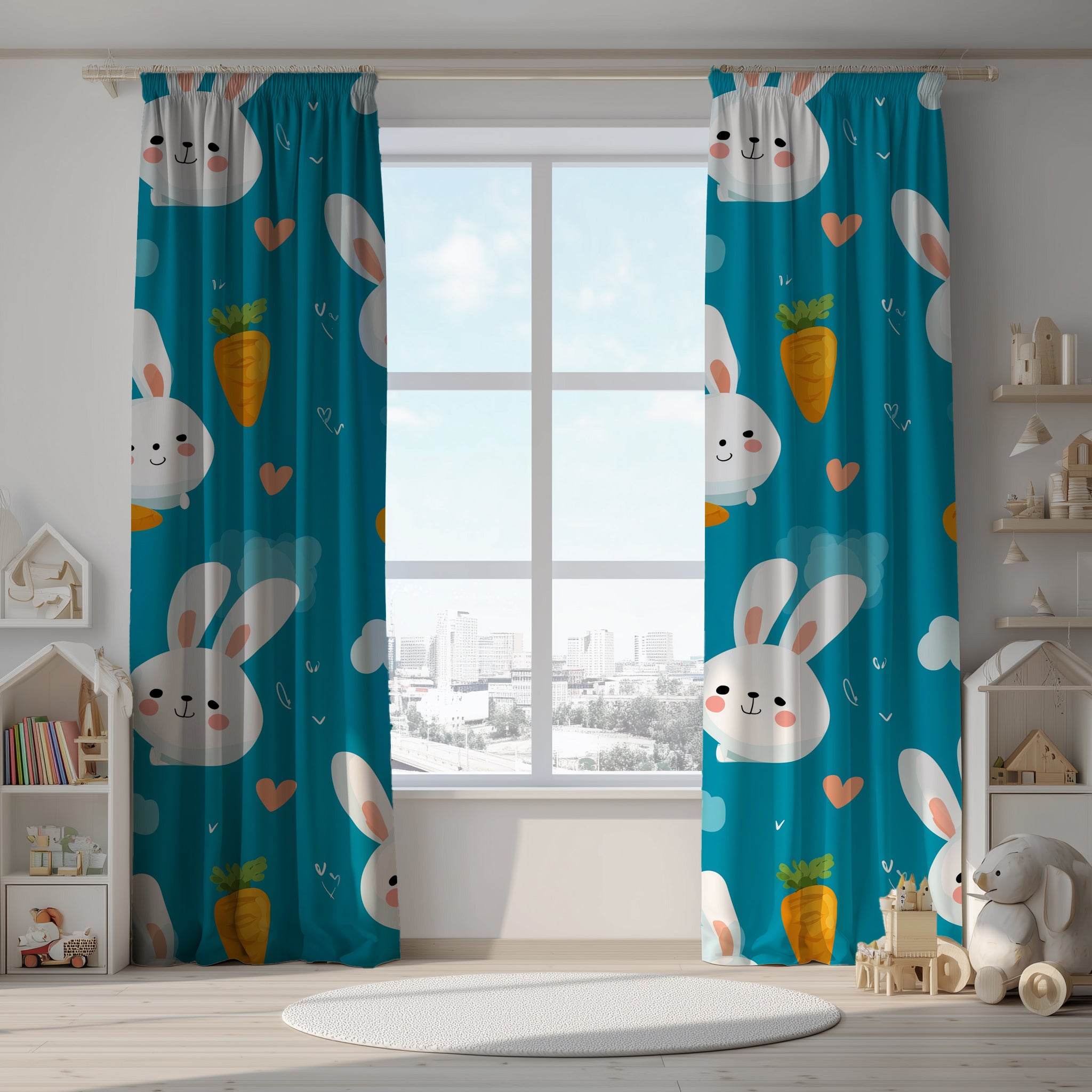 Whimsical Rabbit Window Curtain - Perfect for Kids' Rooms, Easter Decor, Spring Vibes, Playful Decor, Cute Home Accents - Home Decor -