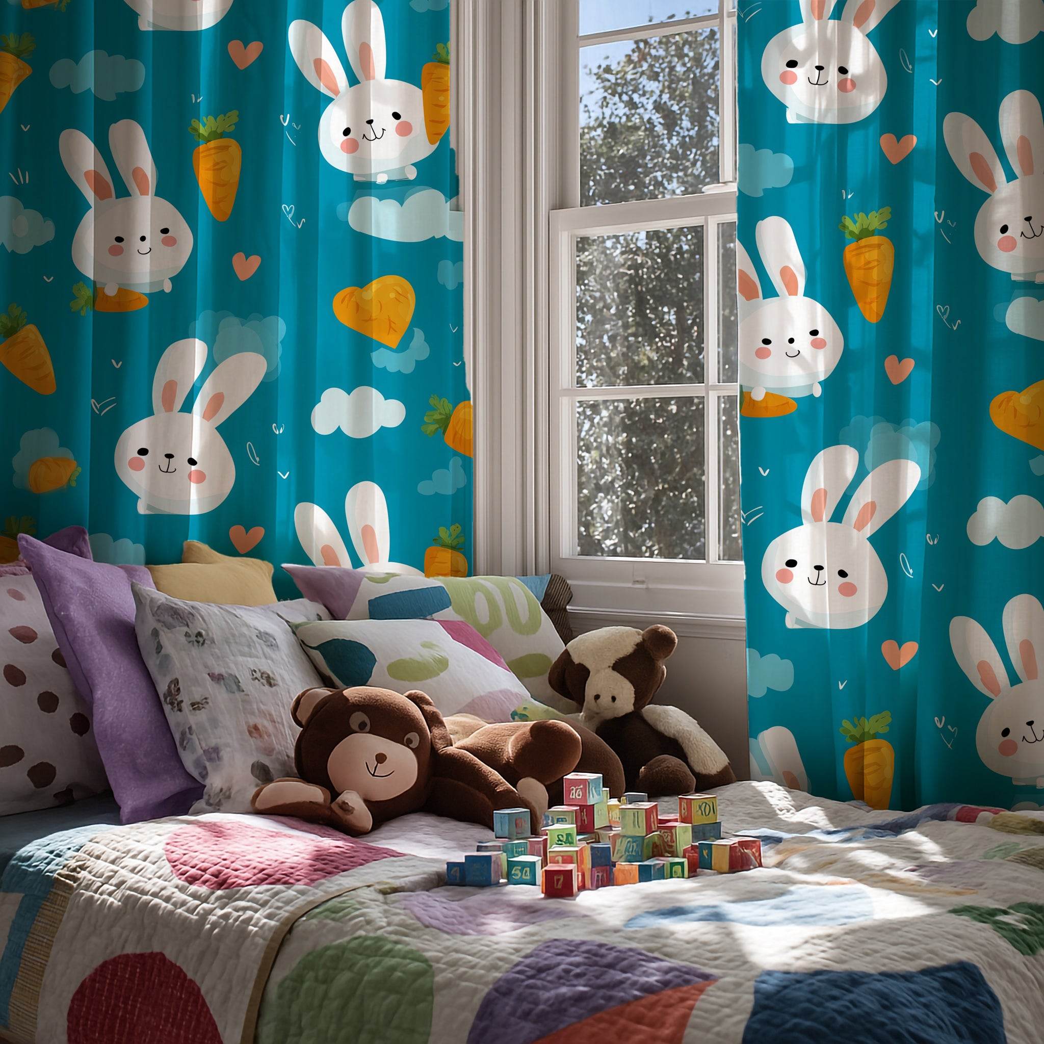 Whimsical Rabbit Window Curtain - Perfect for Kids' Rooms, Easter Decor, Spring Vibes, Playful Decor, Cute Home Accents - Home Decor -