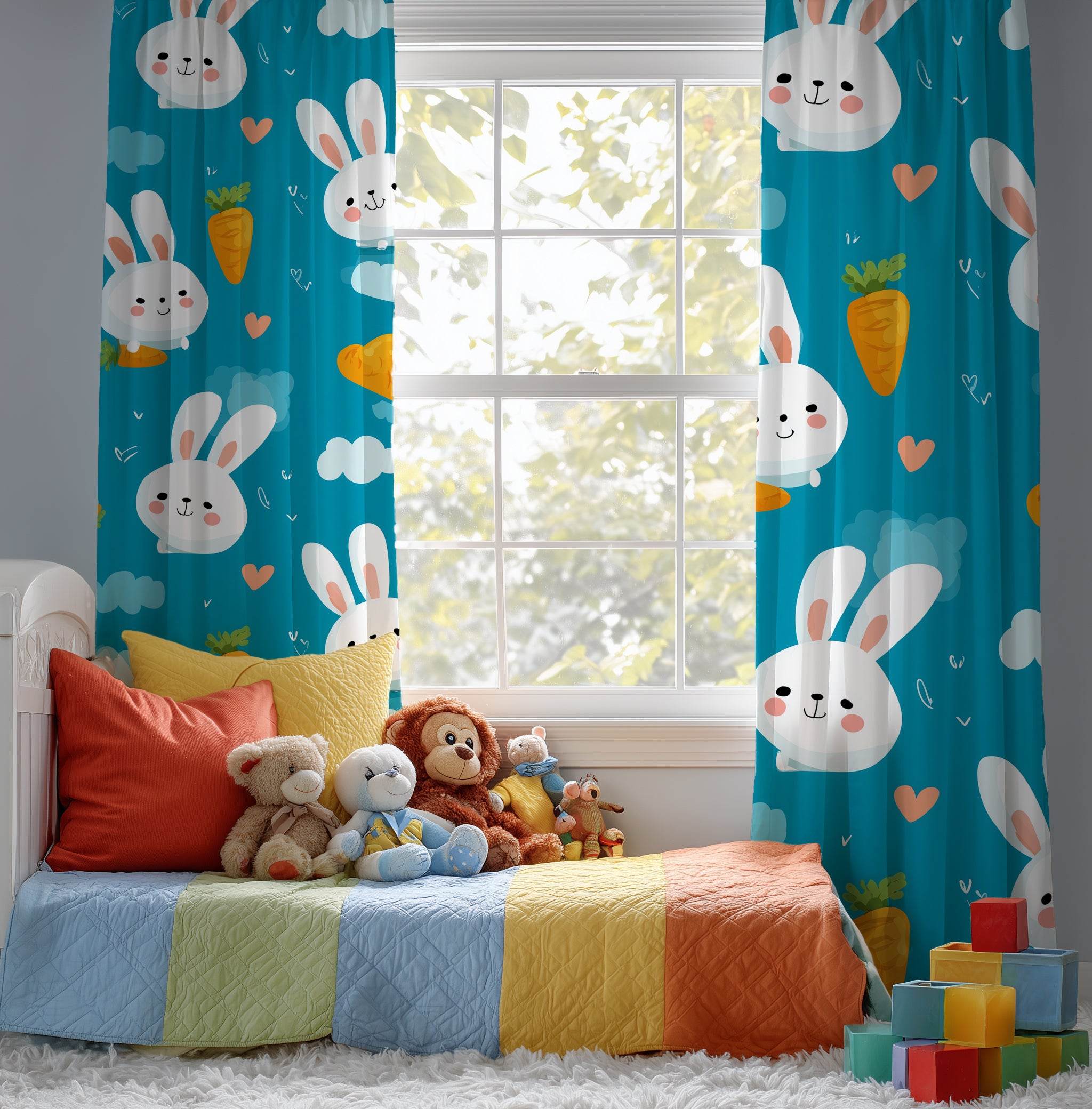 Whimsical Rabbit Window Curtain - Perfect for Kids' Rooms, Easter Decor, Spring Vibes, Playful Decor, Cute Home Accents - Home Decor -