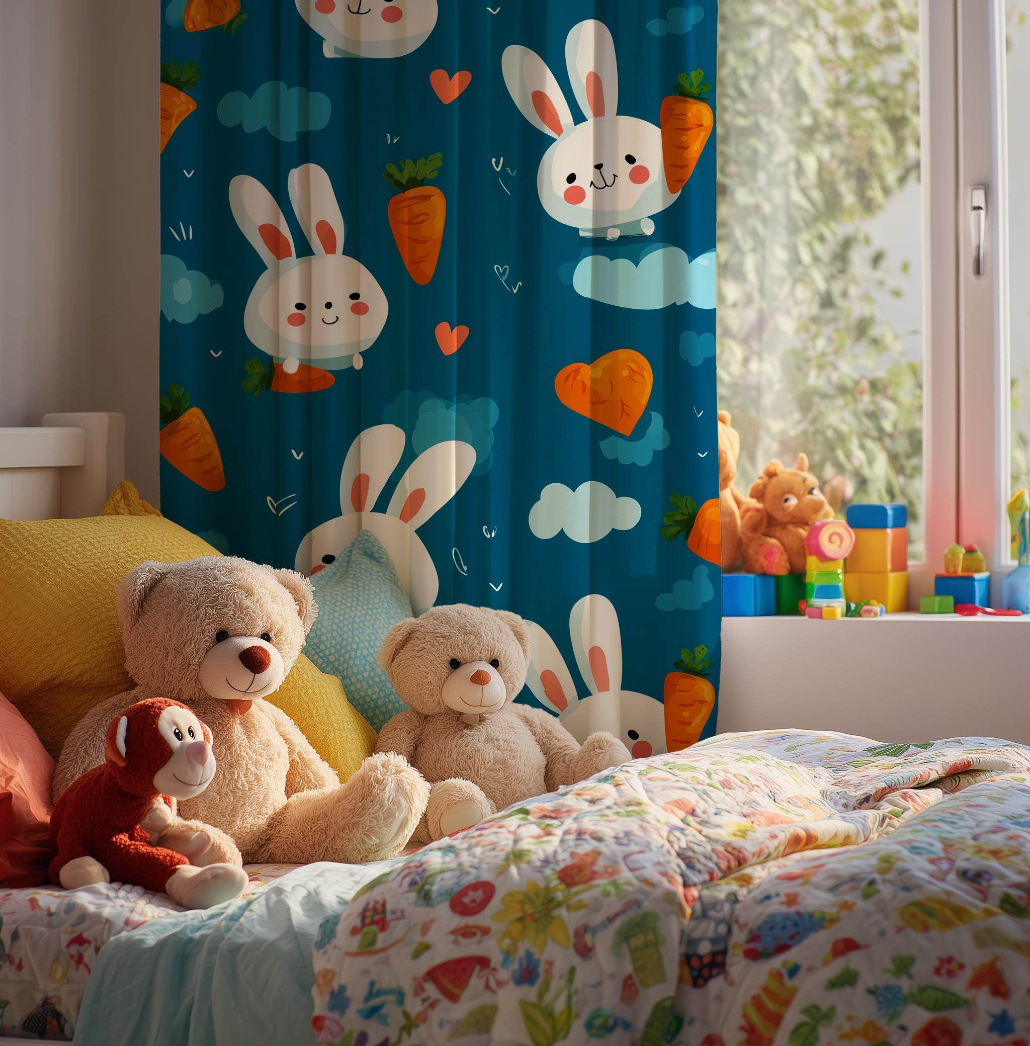 Whimsical Rabbit Window Curtain - Perfect for Kids' Rooms, Easter Decor, Spring Vibes, Playful Decor, Cute Home Accents - Home Decor -