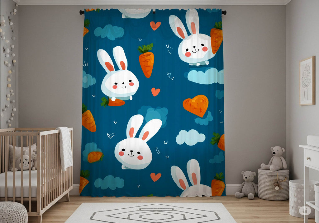Whimsical Rabbit Window Curtain - Perfect for Kids' Rooms, Easter Decor, Spring Vibes, Playful Decor, Cute Home Accents - Home Decor -