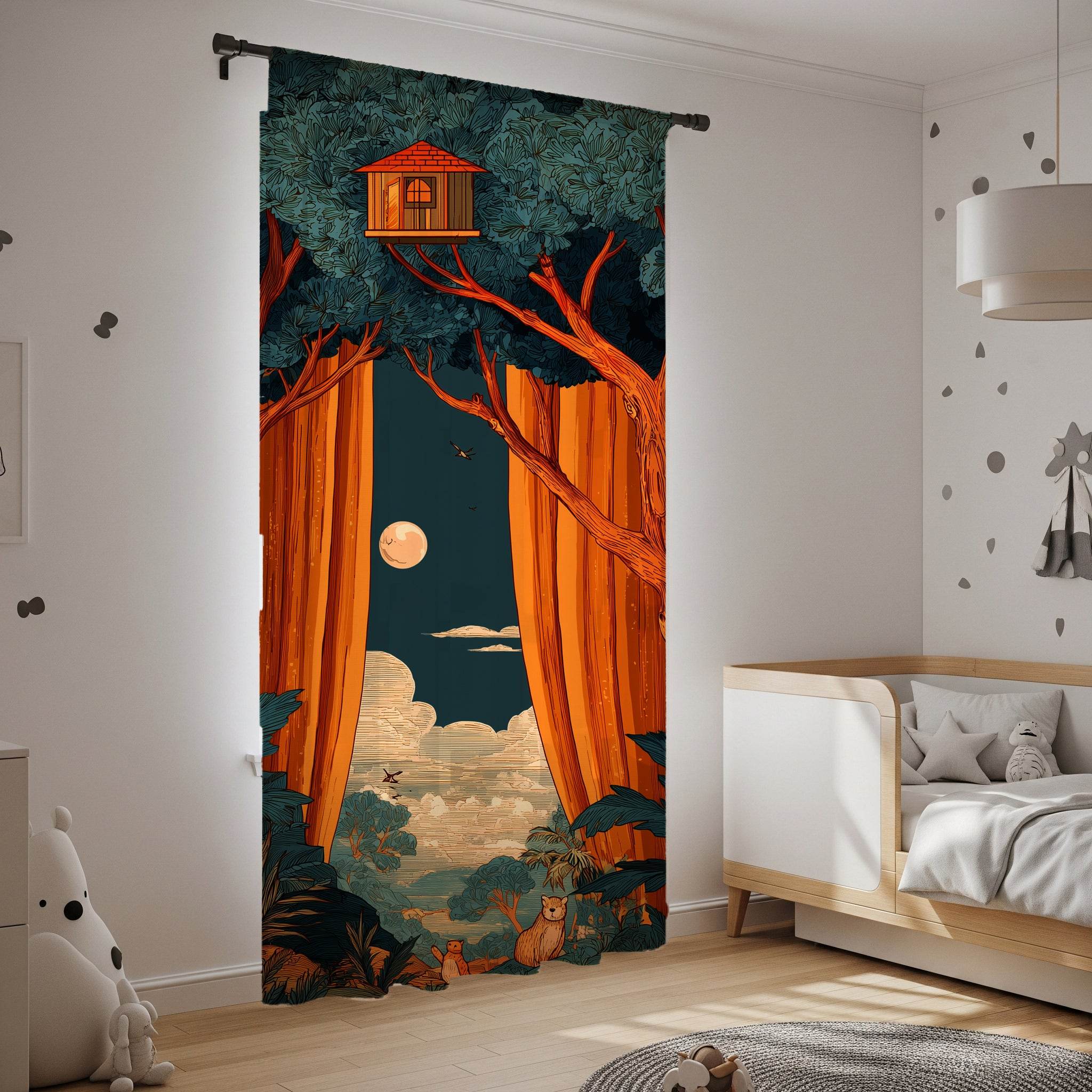 Whimsical Nature-Themed Window Curtain, Bohemian Home Decor, Living Room Canopy, Cozy Bedroom Drapes, Unique Gift Idea, Home Decor Accents - Home Decor -