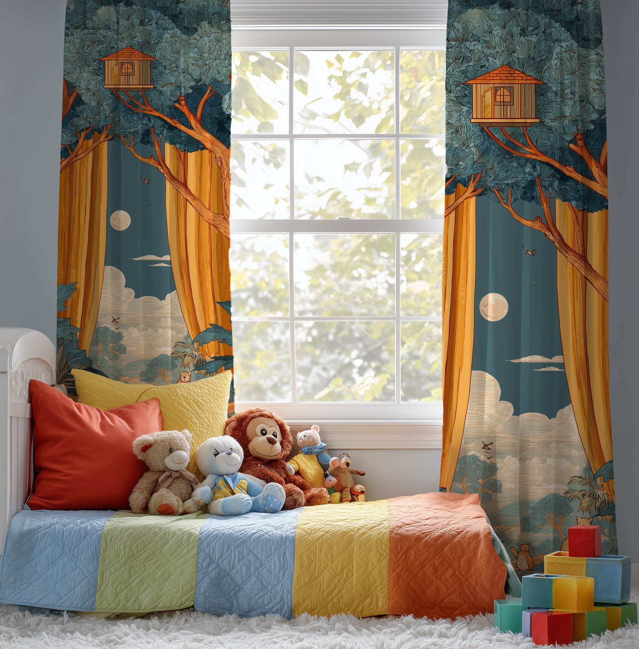 Whimsical Nature-Themed Window Curtain, Bohemian Home Decor, Living Room Canopy, Cozy Bedroom Drapes, Unique Gift Idea, Home Decor Accents - Home Decor -