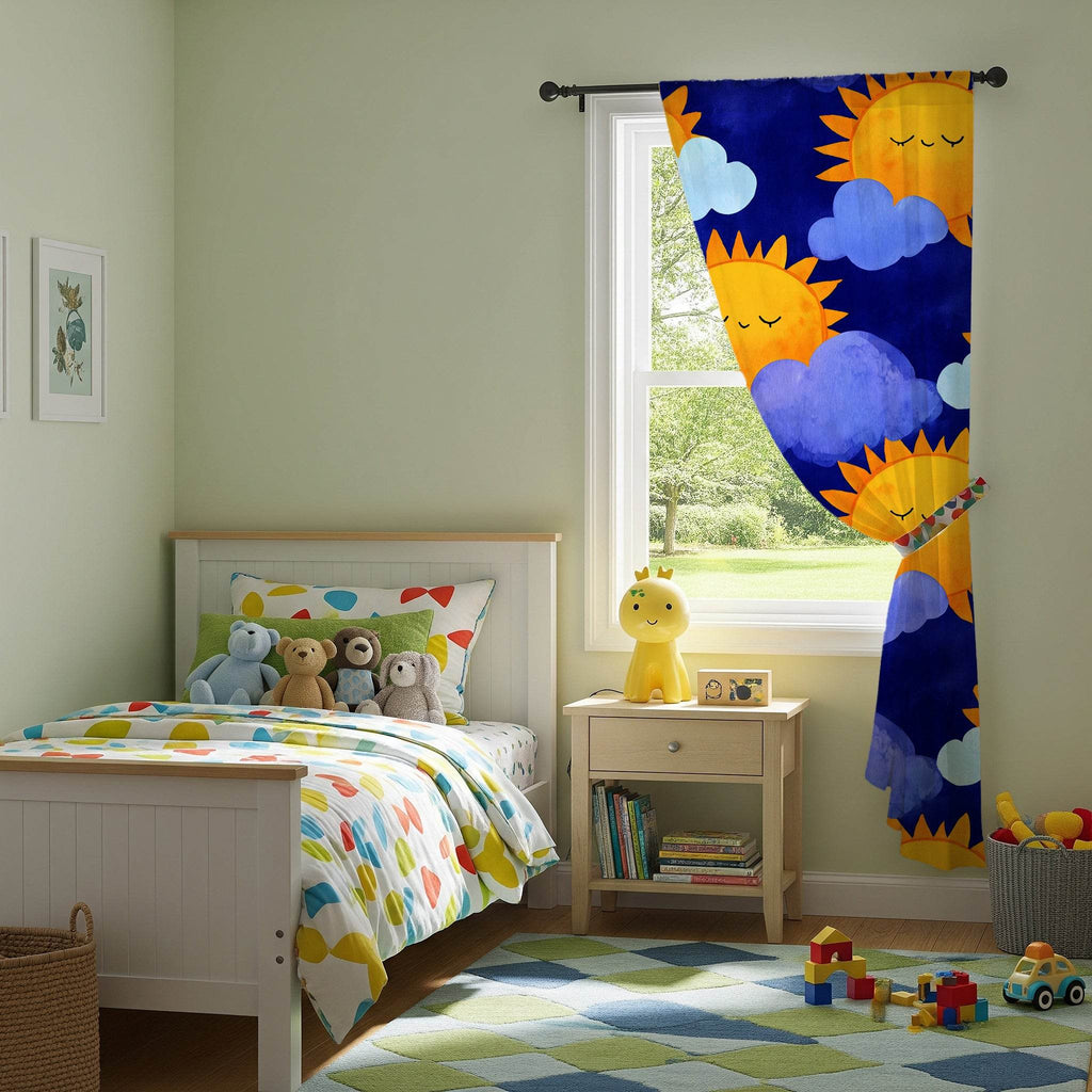 Sunny Sky Window Curtain, Bright Cheerful Decor, Kids Room, Nursery, Playroom, Summer Vibes, Whimsical Home Accent - Home Decor -
