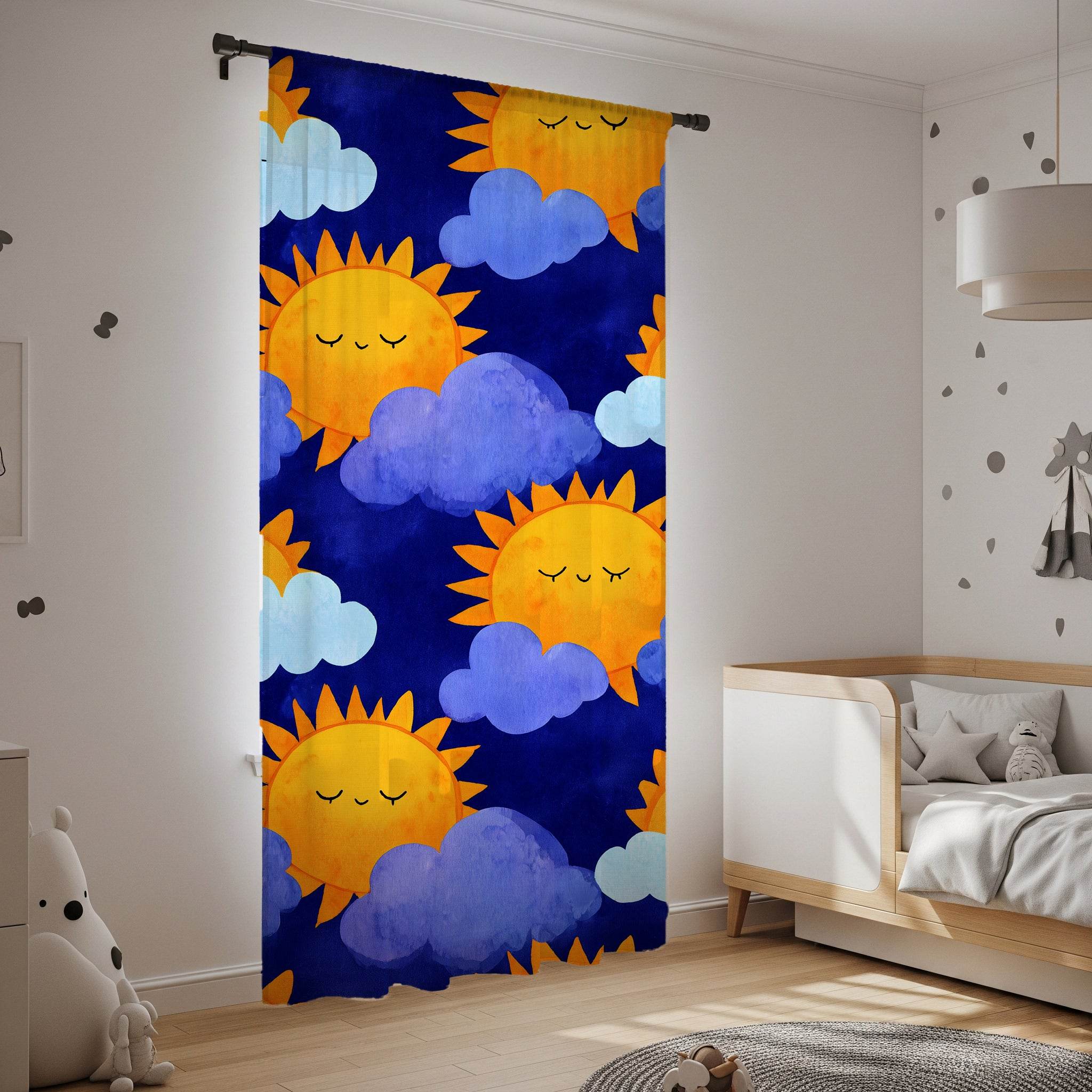 Sunny Sky Window Curtain, Bright Cheerful Decor, Kids Room, Nursery, Playroom, Summer Vibes, Whimsical Home Accent - Home Decor -
