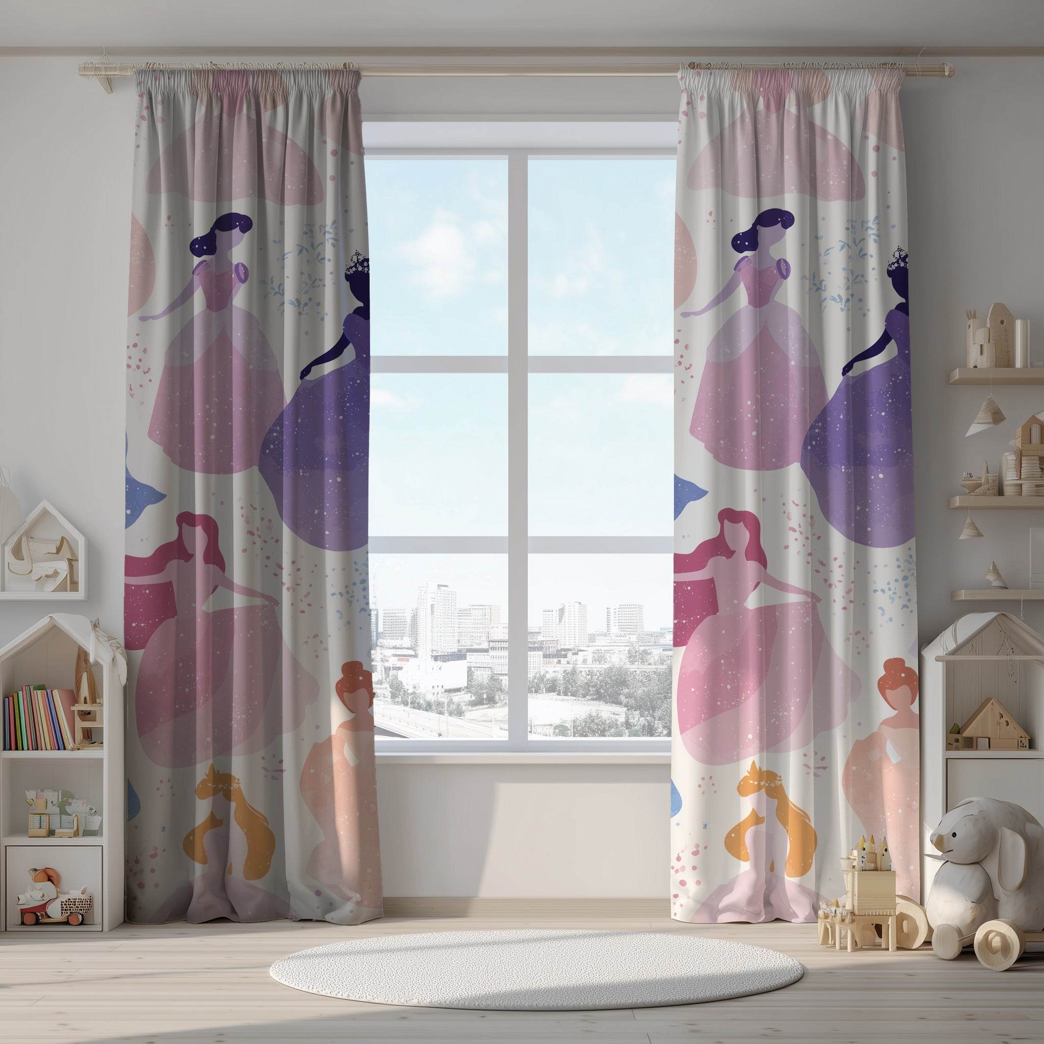 Princess Silhouette Window Curtain, Magical Room Decor, Kids Bedroom, Fairy Tale Theme, Girls Room, Nursery Curtains - Home Decor -