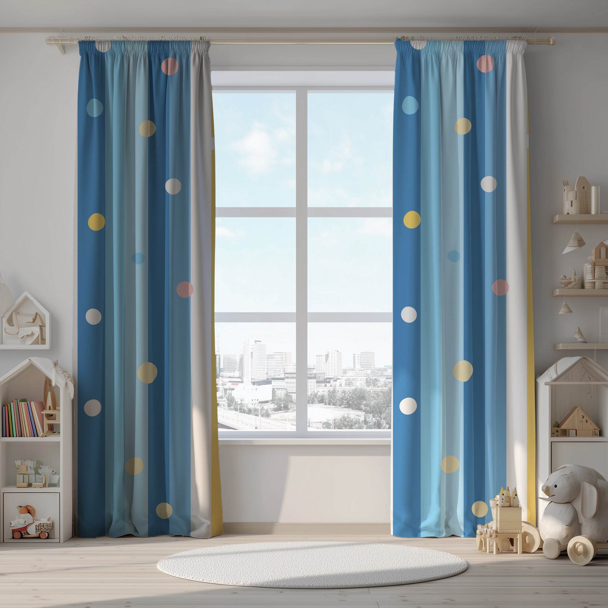 Playful Polka Dot Window Curtain, Colorful Room Decor, Brighten Your Home, Perfect for Kids' Rooms, Living Room, Birthday Gifts - Home Decor -