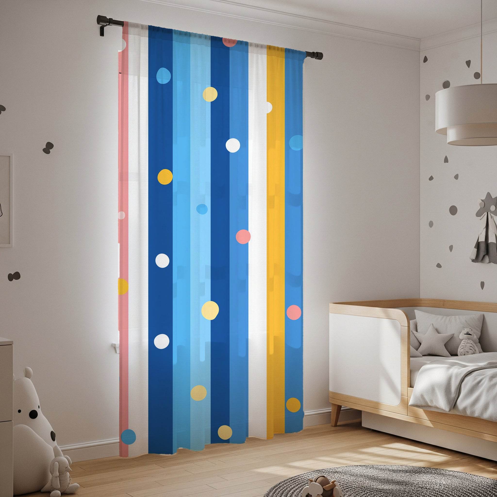 Playful Polka Dot Window Curtain, Colorful Room Decor, Brighten Your Home, Perfect for Kids' Rooms, Living Room, Birthday Gifts - Home Decor -