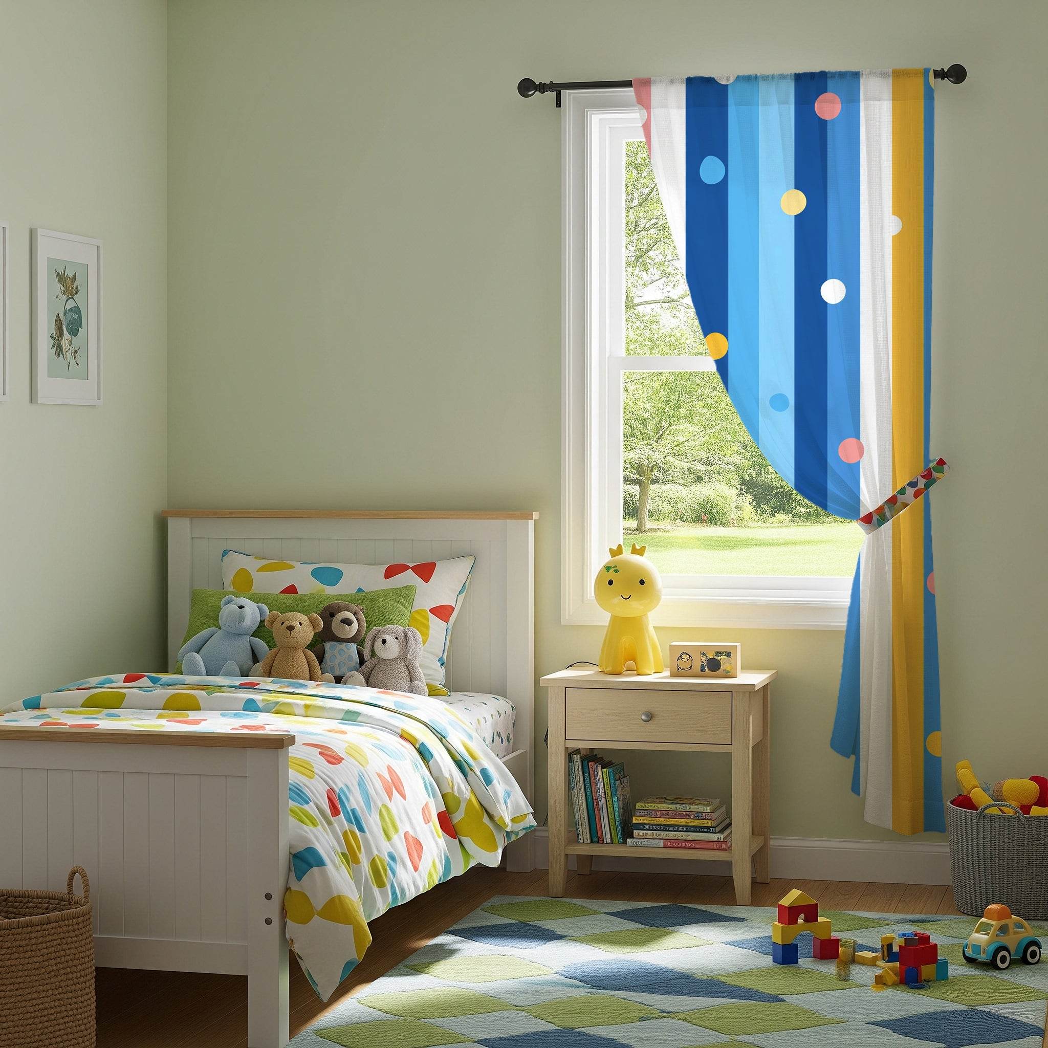 Playful Polka Dot Window Curtain, Colorful Room Decor, Brighten Your Home, Perfect for Kids' Rooms, Living Room, Birthday Gifts - Home Decor -