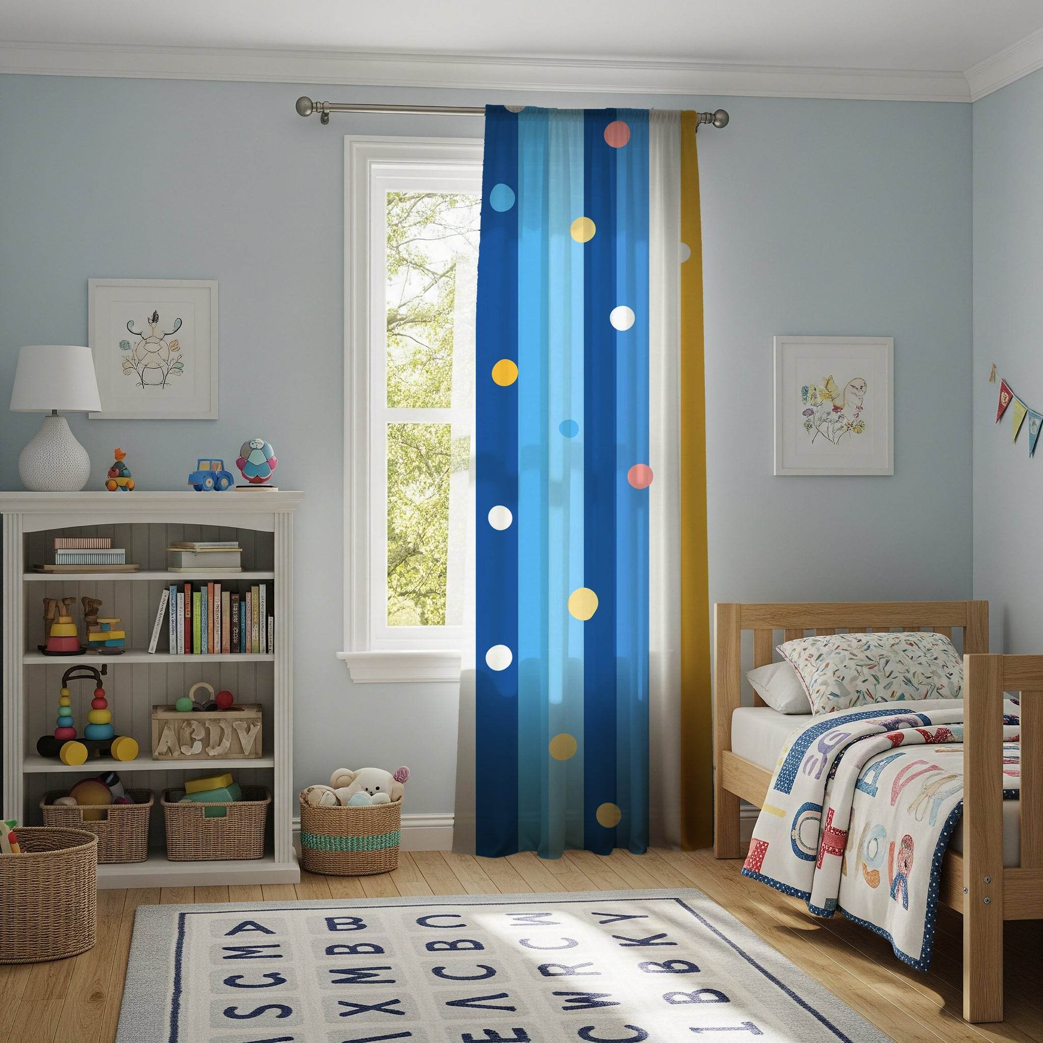 Playful Polka Dot Window Curtain, Colorful Room Decor, Brighten Your Home, Perfect for Kids' Rooms, Living Room, Birthday Gifts - Home Decor -
