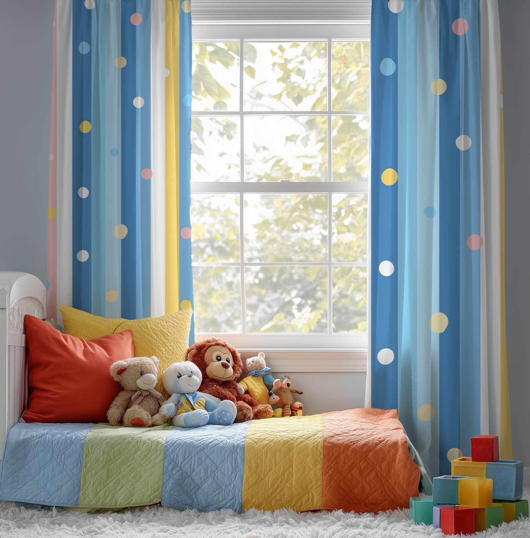 Playful Polka Dot Window Curtain, Colorful Room Decor, Brighten Your Home, Perfect for Kids' Rooms, Living Room, Birthday Gifts - Home Decor -