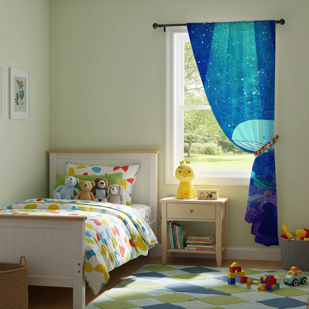 Blue Ocean Theme Window Curtain - Home Decor -