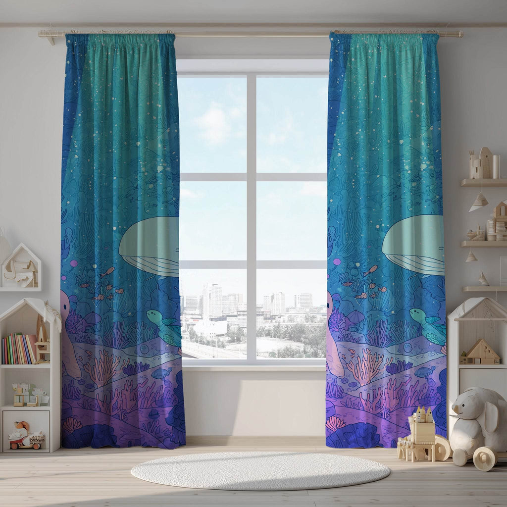 Blue Ocean Theme Window Curtain - Home Decor -