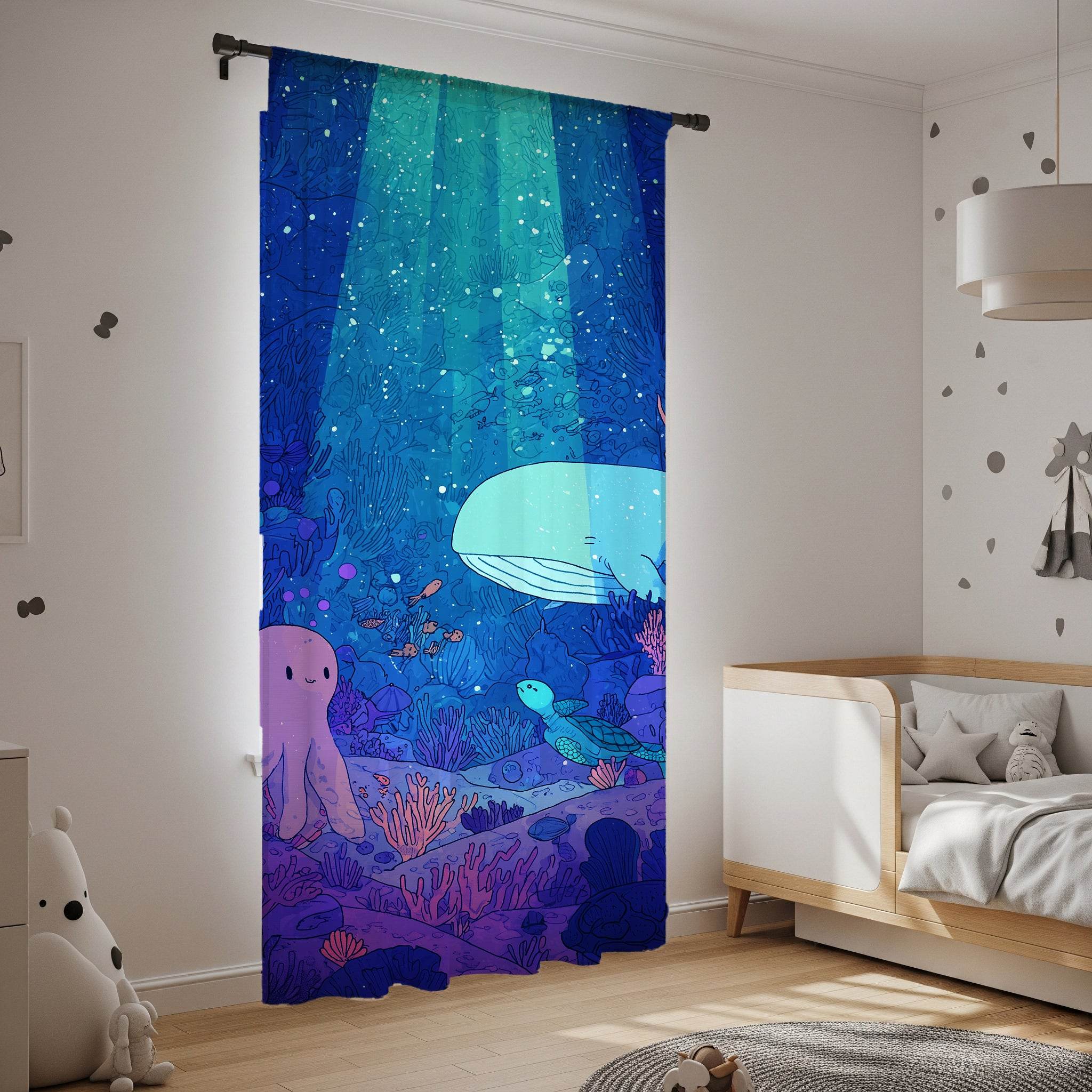 Blue Ocean Theme Window Curtain - Home Decor -