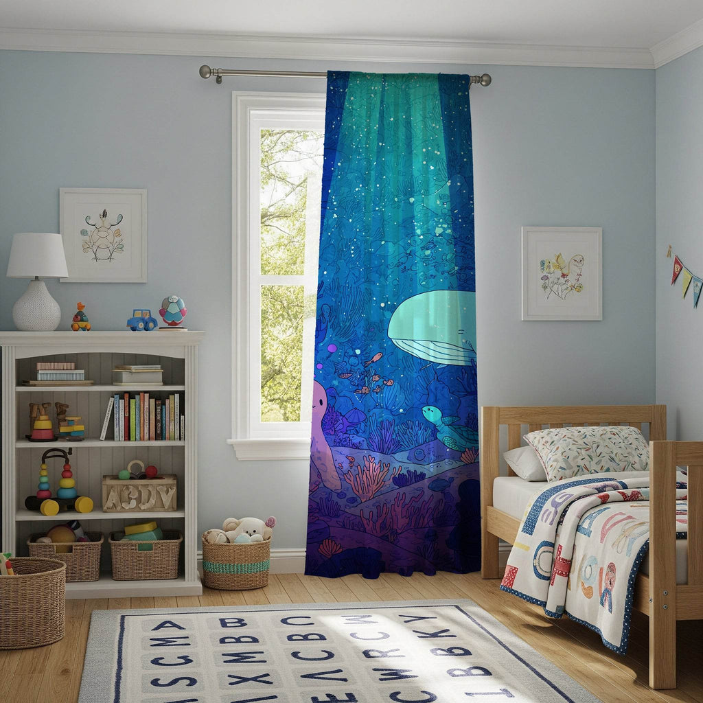 Blue Ocean Theme Window Curtain - Home Decor -
